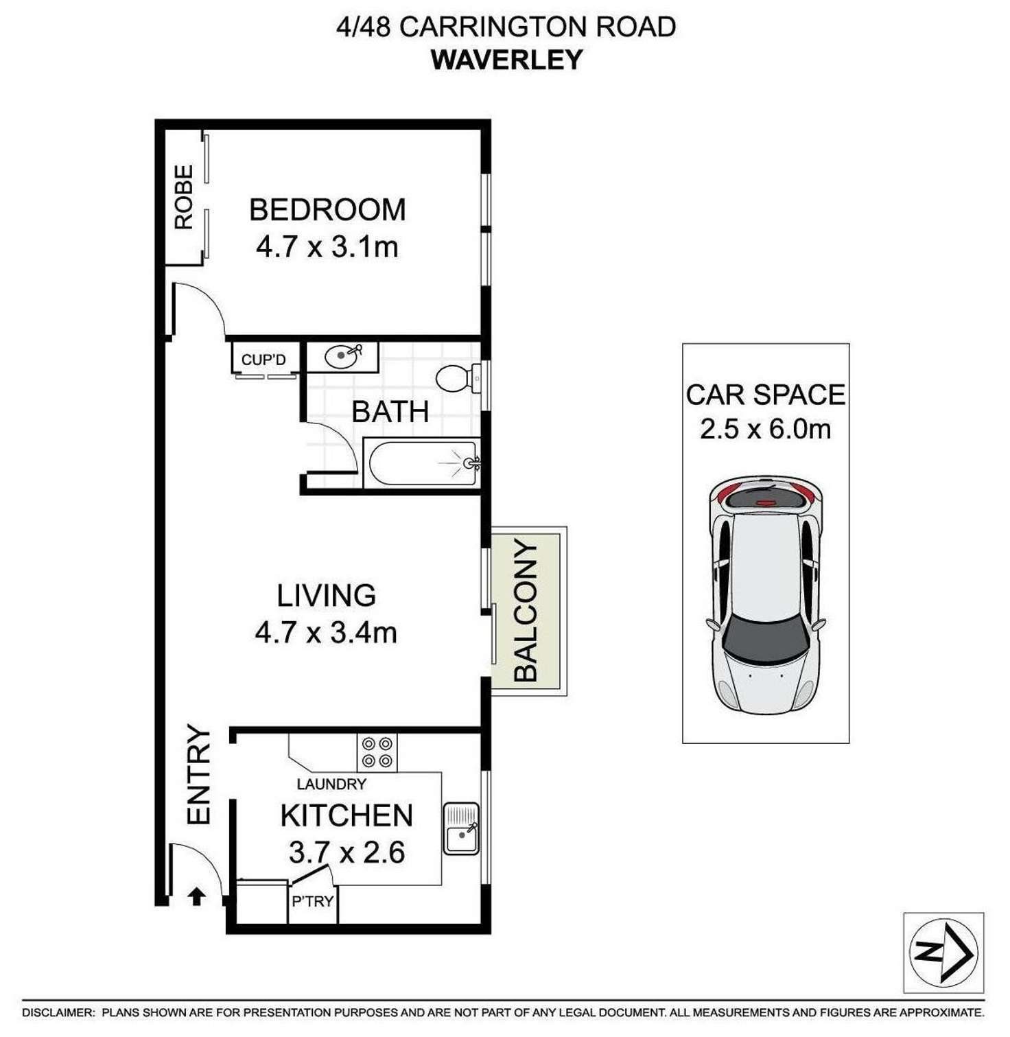 Floorplan of Homely unit listing, 4/48 Carrington Street, Waverley NSW 2024