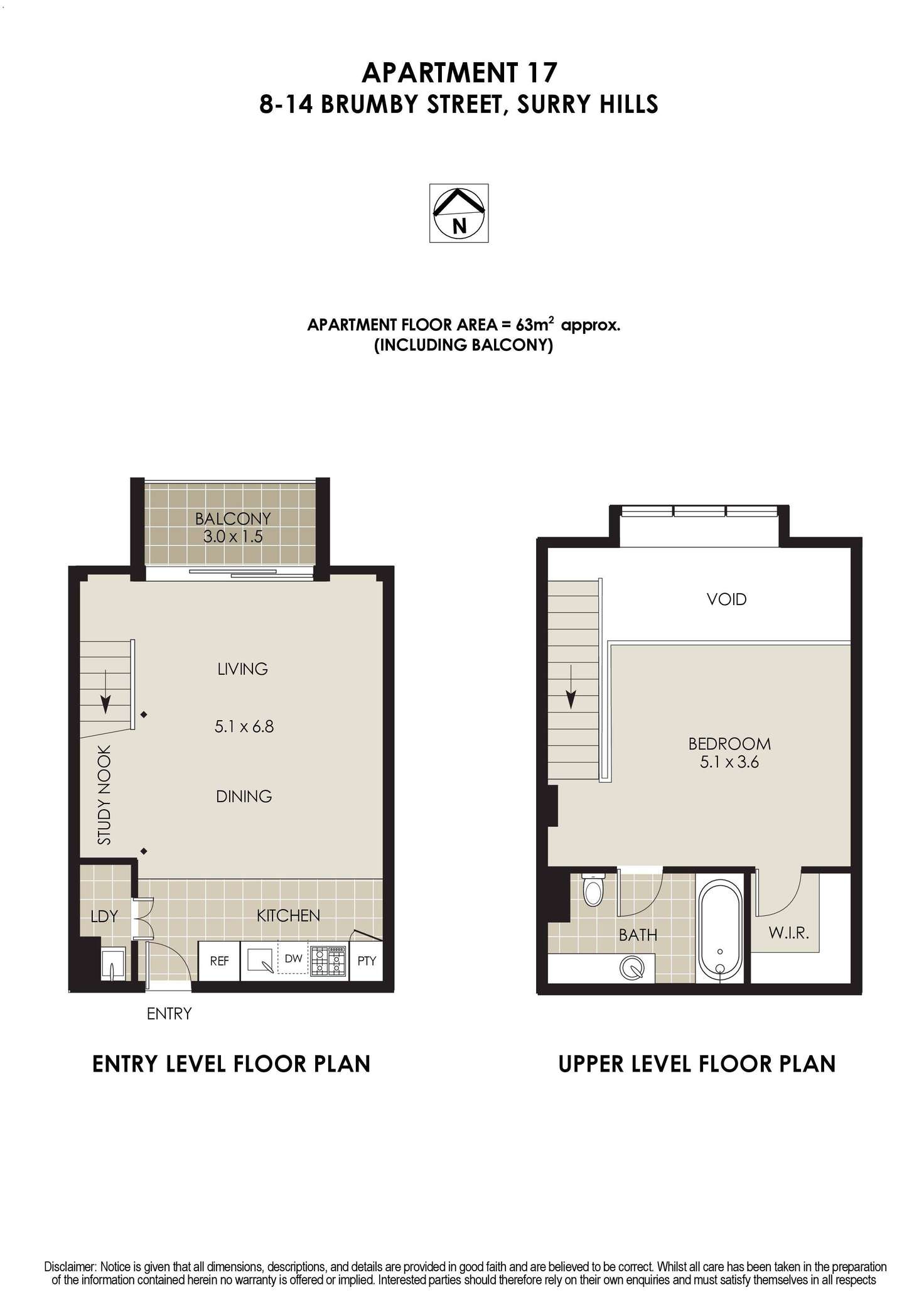 Floorplan of Homely apartment listing, 17/8 Brumby Street, Surry Hills NSW 2010