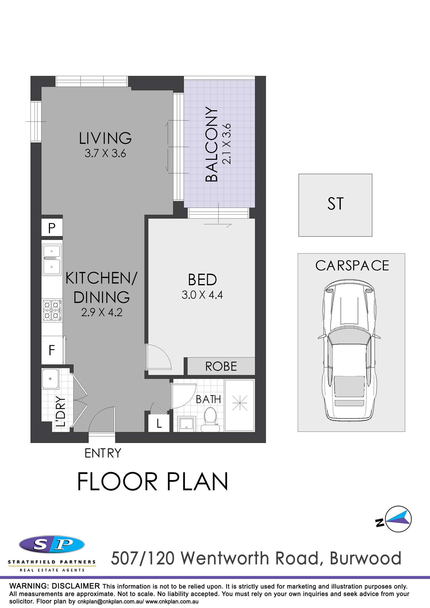 Floorplan of Homely apartment listing, 507/120 Wentworth Street, Burwood NSW 2134