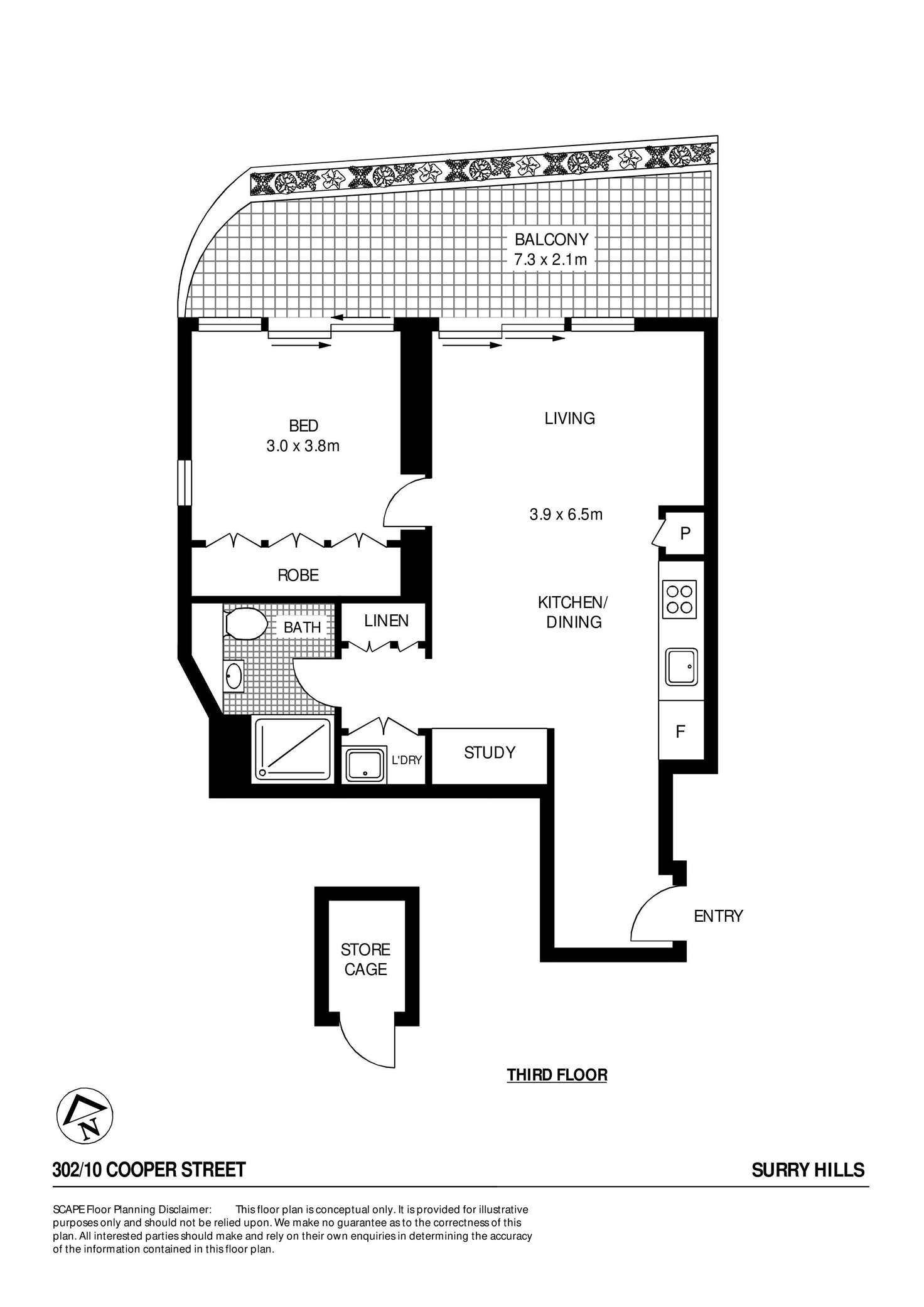 Floorplan of Homely apartment listing, 302/10 Cooper Street, Surry Hills NSW 2010