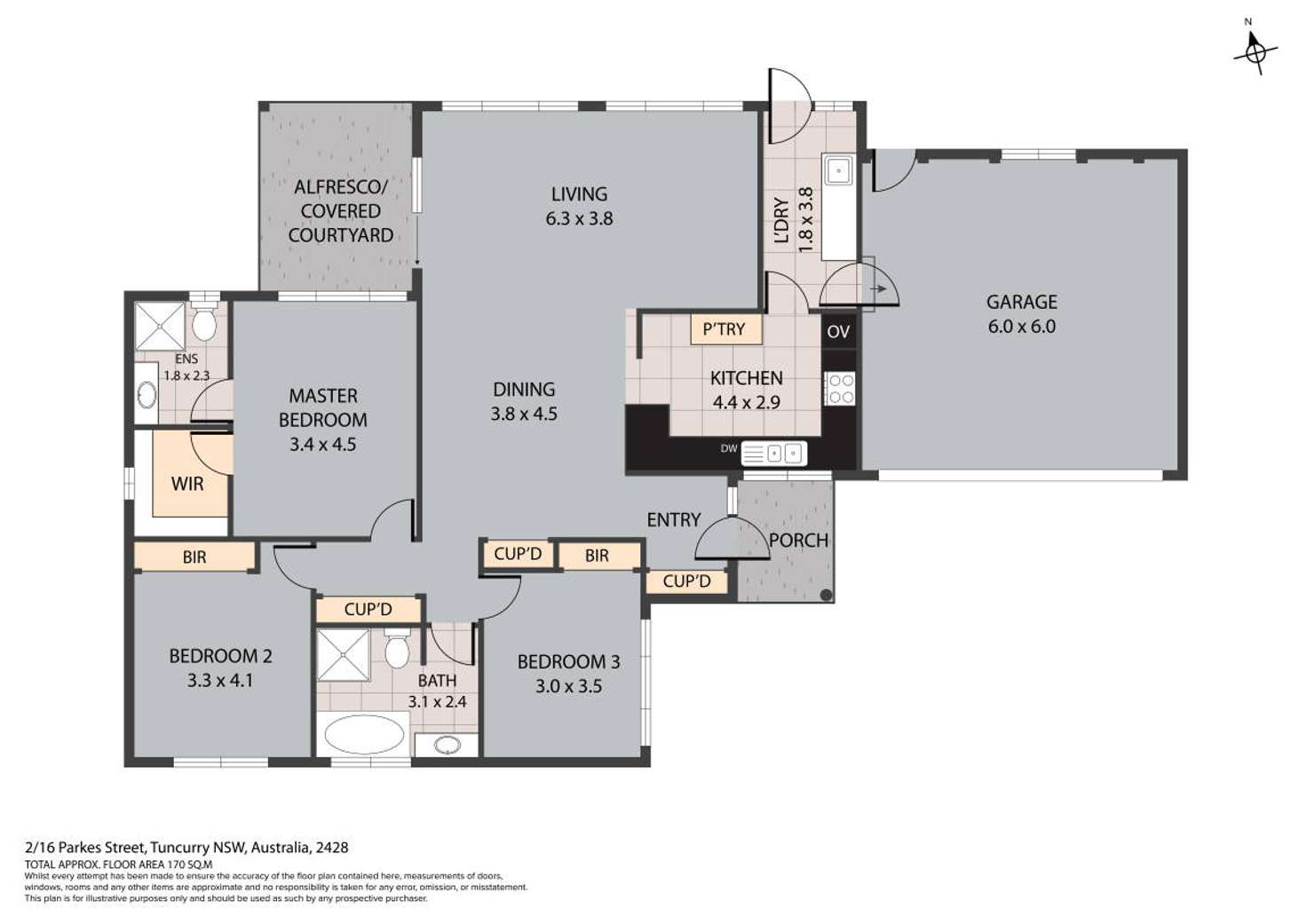 Floorplan of Homely villa listing, 2/16 Parkes Street, Tuncurry NSW 2428