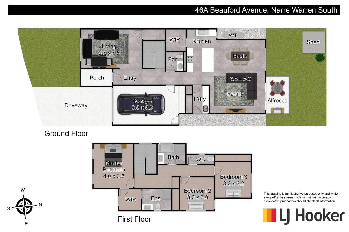 Floorplan of Homely townhouse listing, 46A Beauford Avenue, Narre Warren South VIC 3805