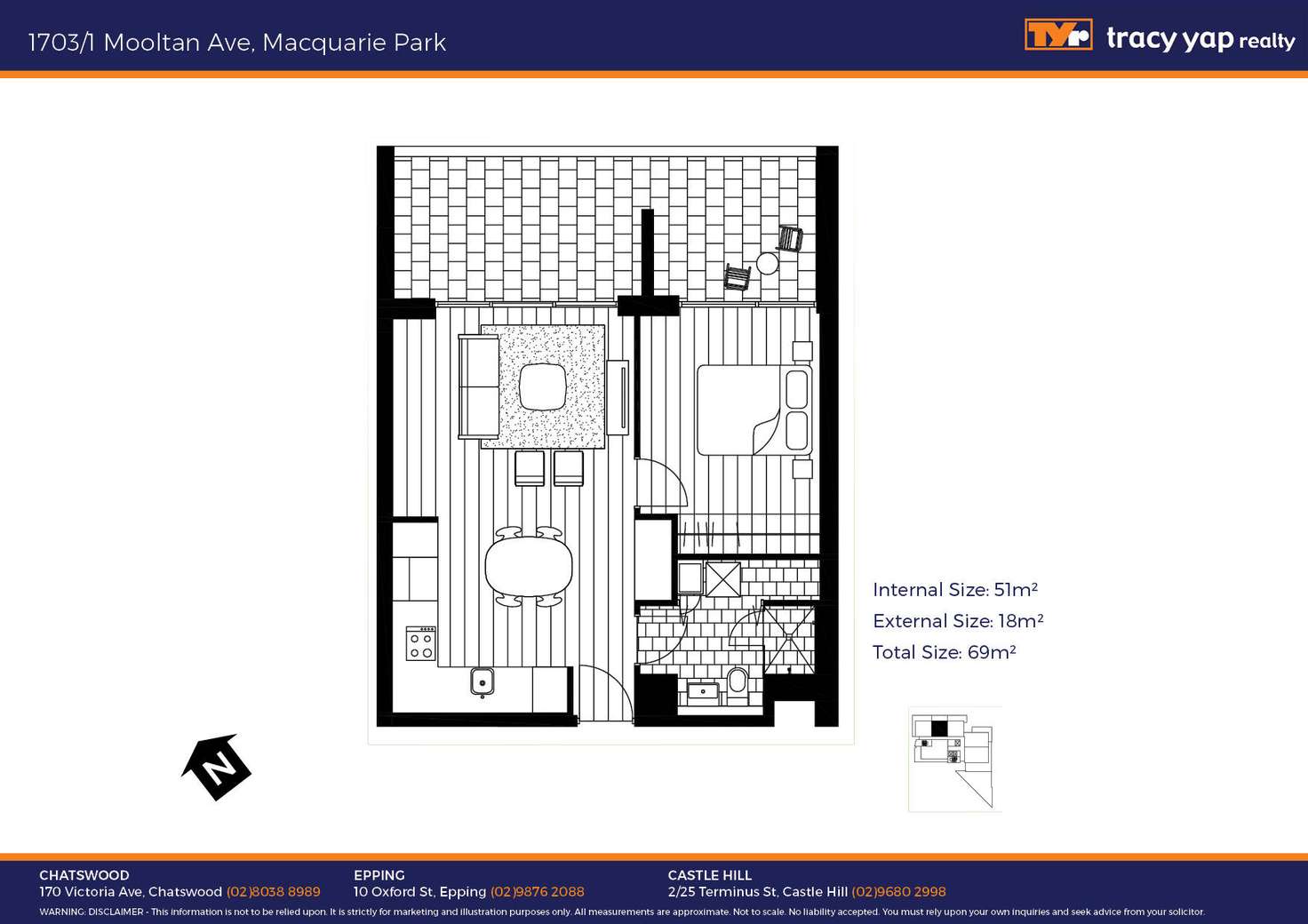 Floorplan of Homely unit listing, 1703/1 Mooltan Avenue, Macquarie Park NSW 2113