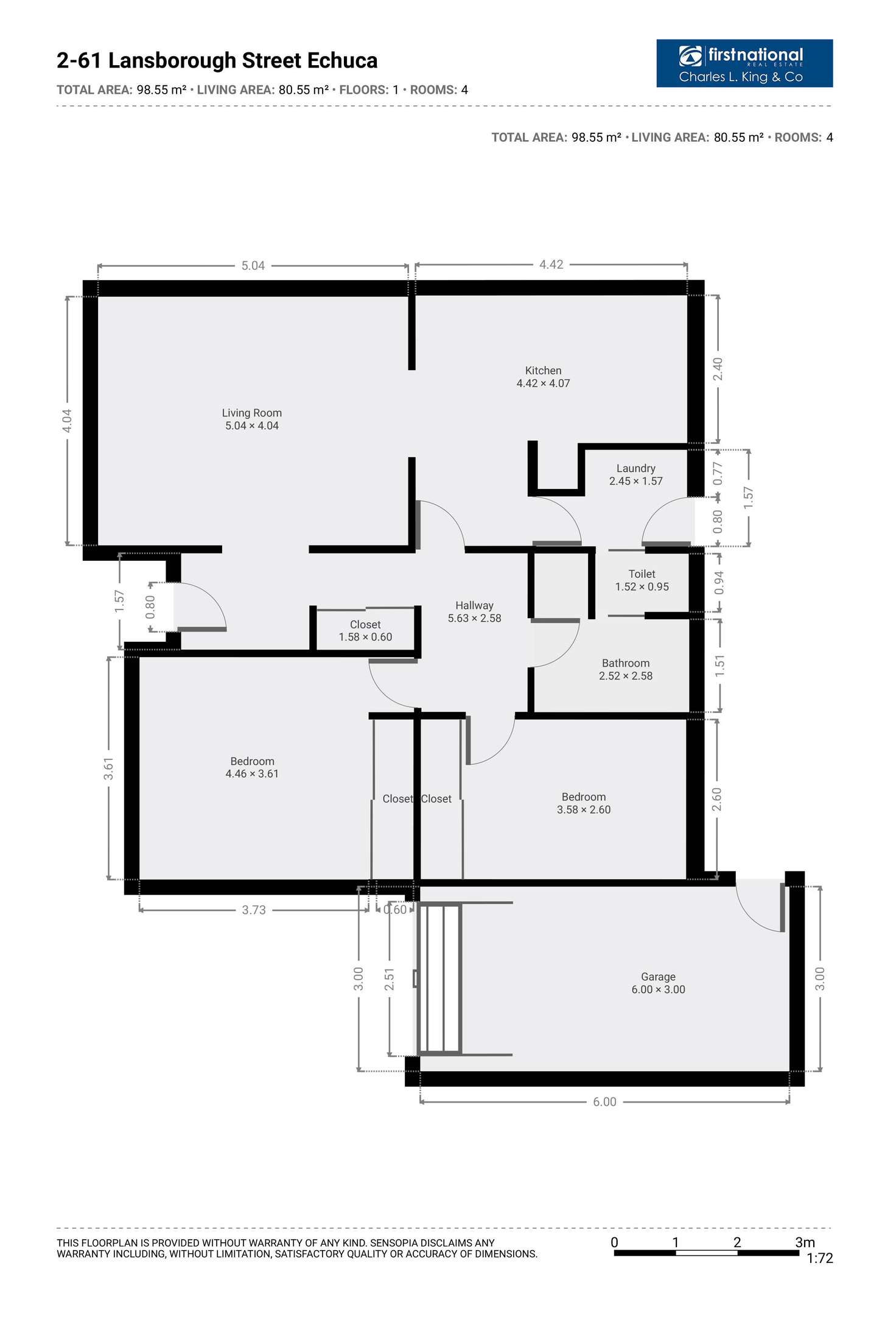 Floorplan of Homely unit listing, 2/61 Landsborough Street, Echuca VIC 3564