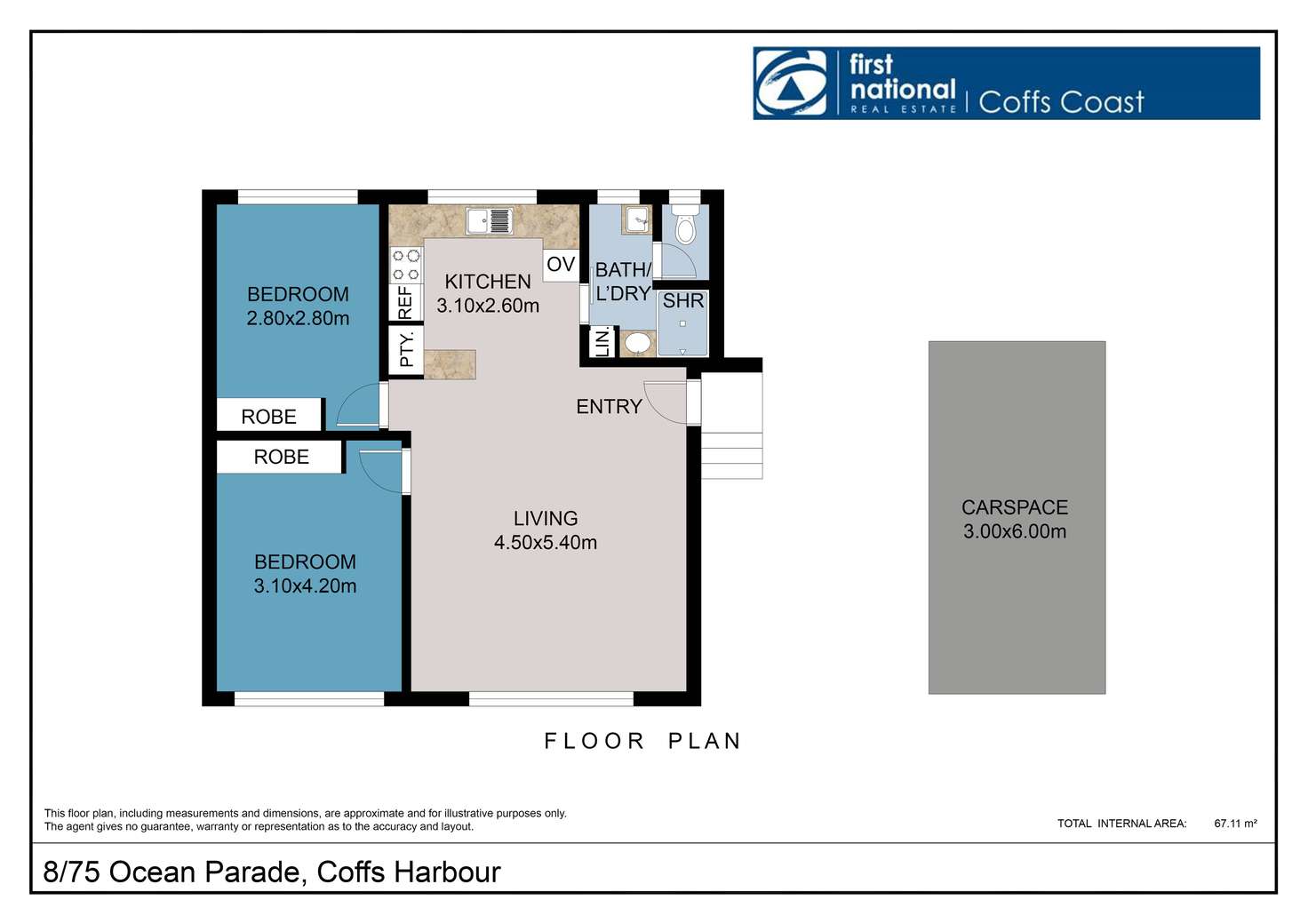 Floorplan of Homely unit listing, 8/75 Ocean Parade, Coffs Harbour NSW 2450