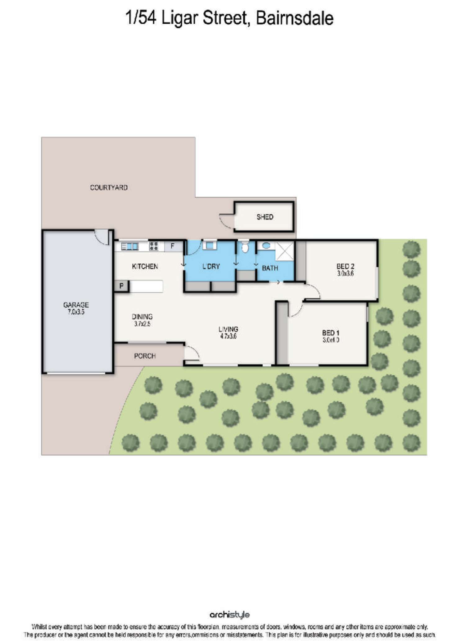 Floorplan of Homely unit listing, 1/54 Ligar Street, Bairnsdale VIC 3875