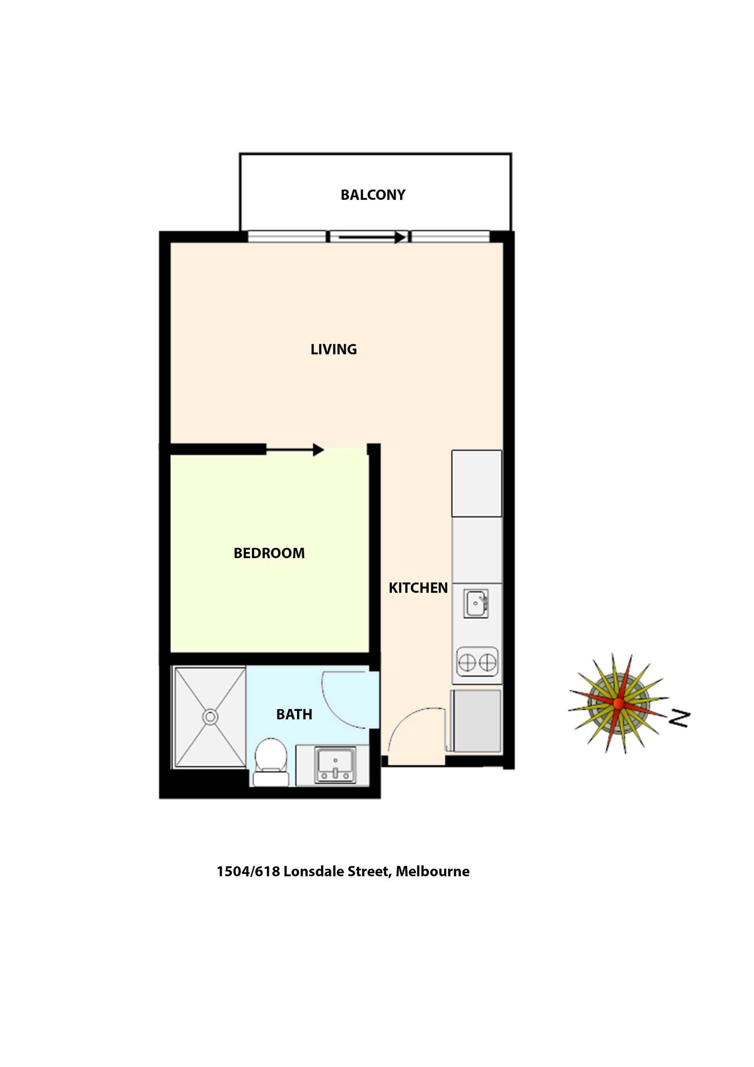 Floorplan of Homely apartment listing, 1504/618 Lonsdale Street, Melbourne VIC 3000