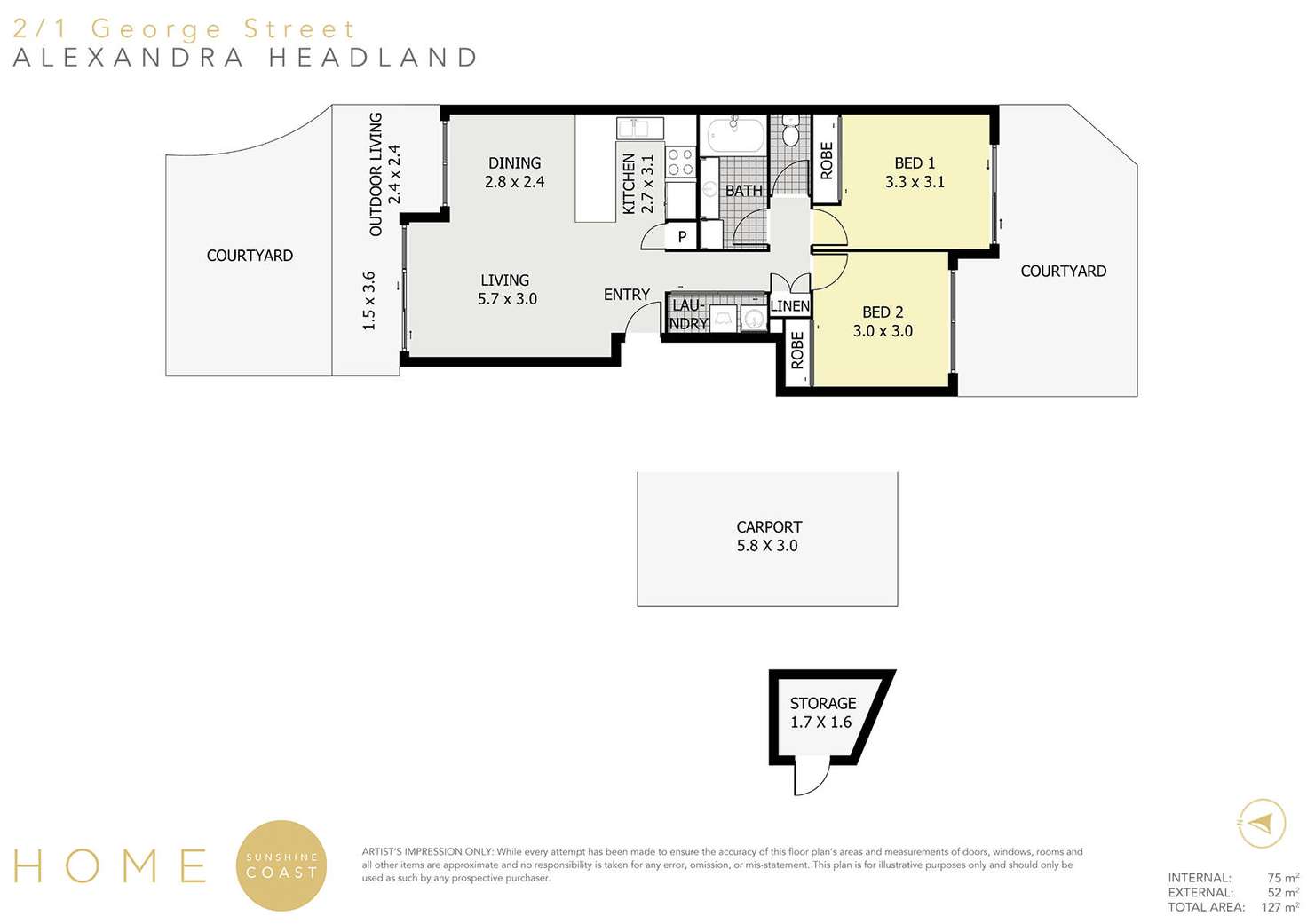 Floorplan of Homely house listing, 2/1 George Street, Alexandra Headland QLD 4572