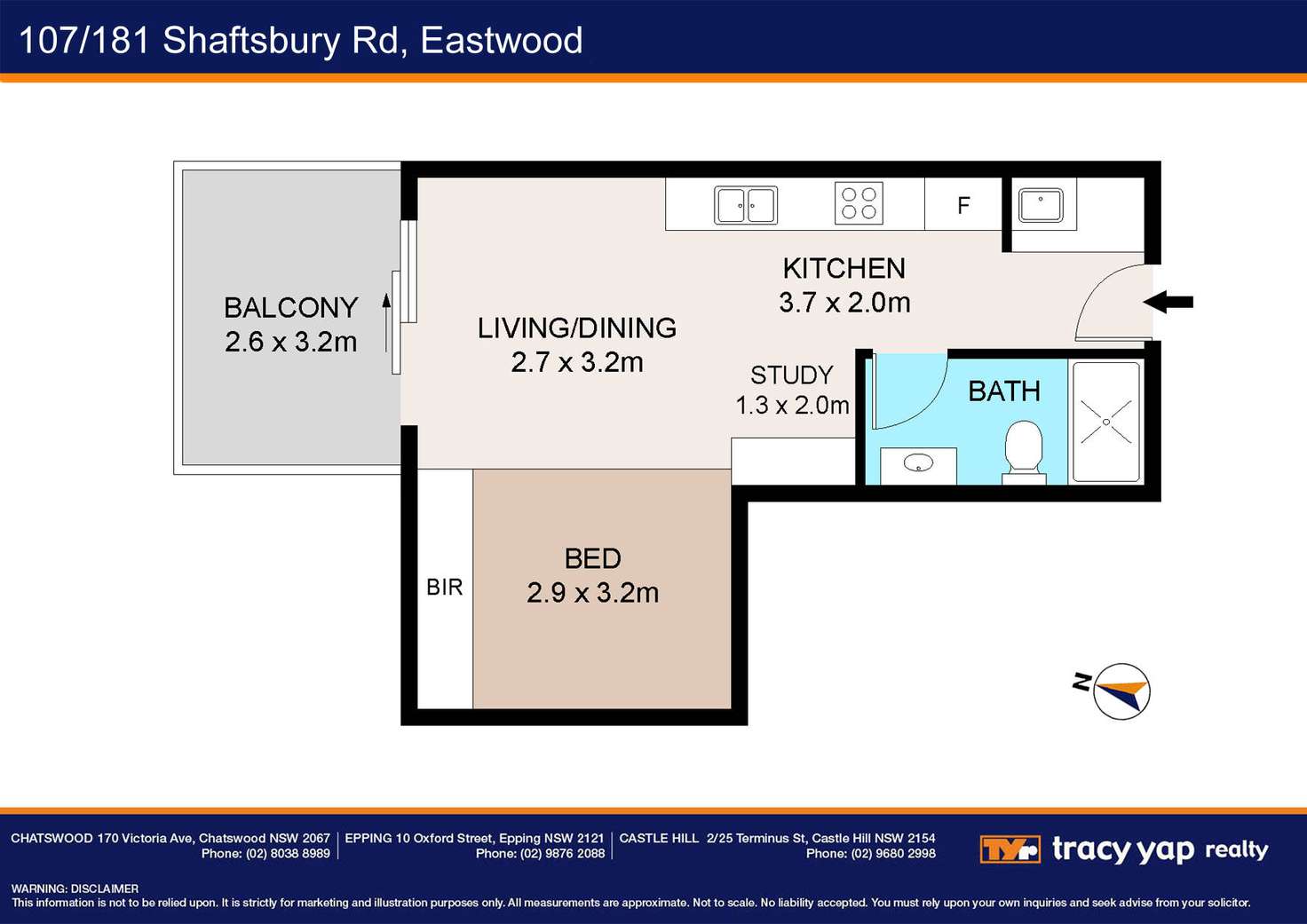 Floorplan of Homely studio listing, 107/181 Shaftsbury Road, Eastwood NSW 2122