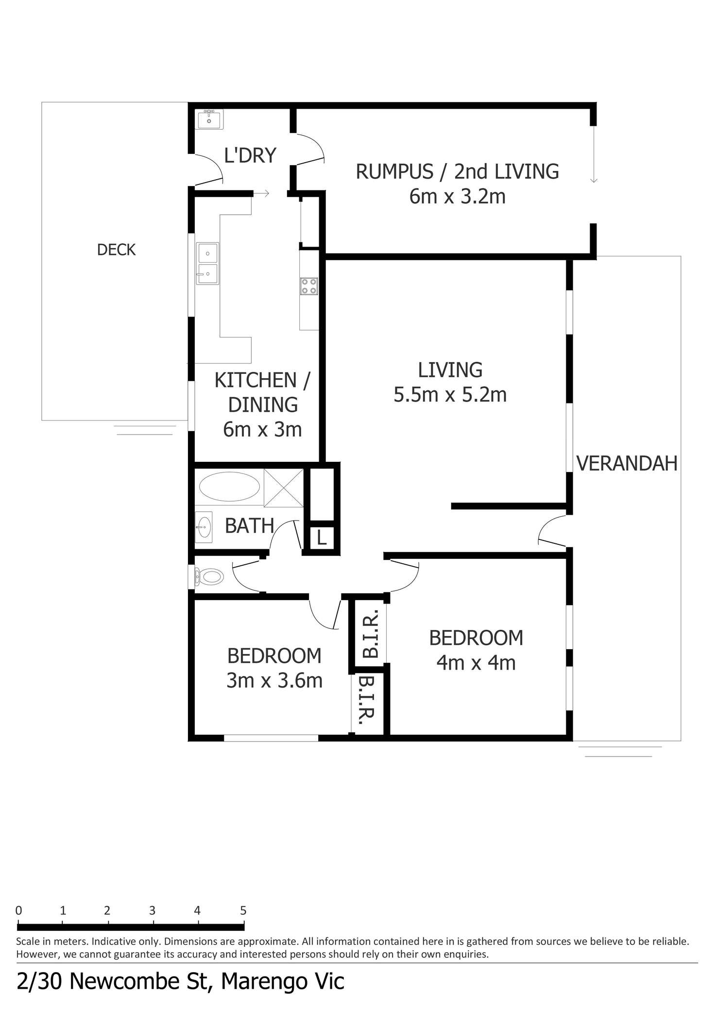 Floorplan of Homely unit listing, 2/30 Newcombe Street, Marengo VIC 3233