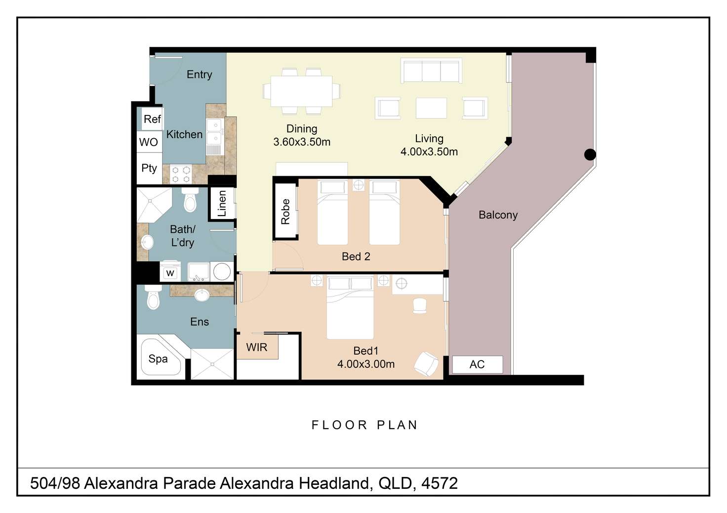 Floorplan of Homely unit listing, 504/98 Alexandra Parade, Alexandra Headland QLD 4572
