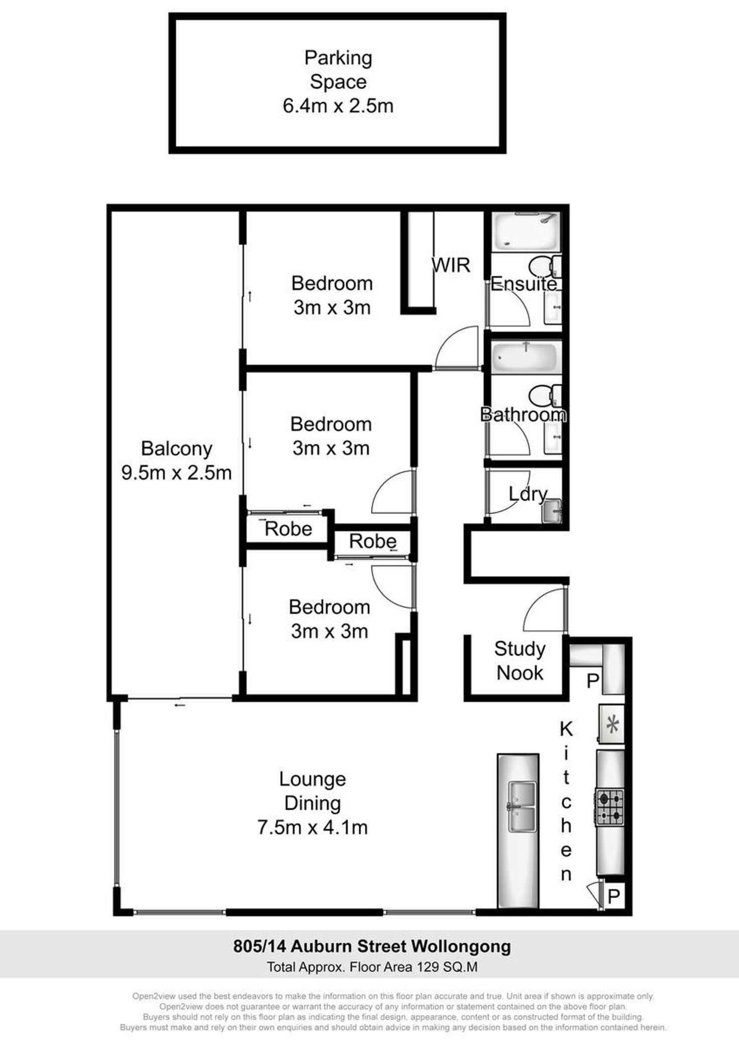 Floorplan of Homely apartment listing, 805/14 Auburn Street, Wollongong NSW 2500
