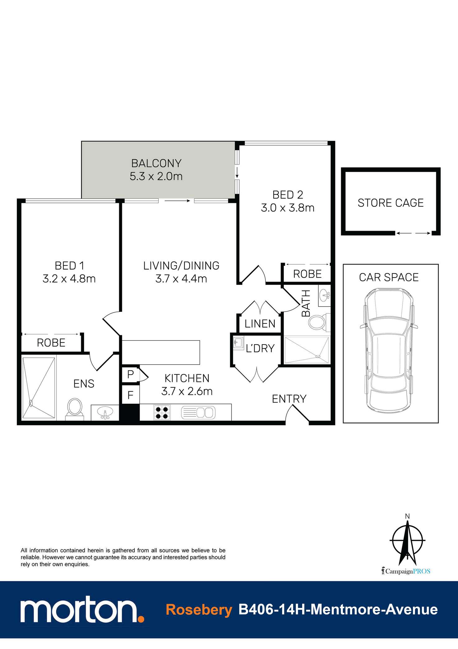 Floorplan of Homely apartment listing, 306/14H Mentmore Avenue, Rosebery NSW 2018