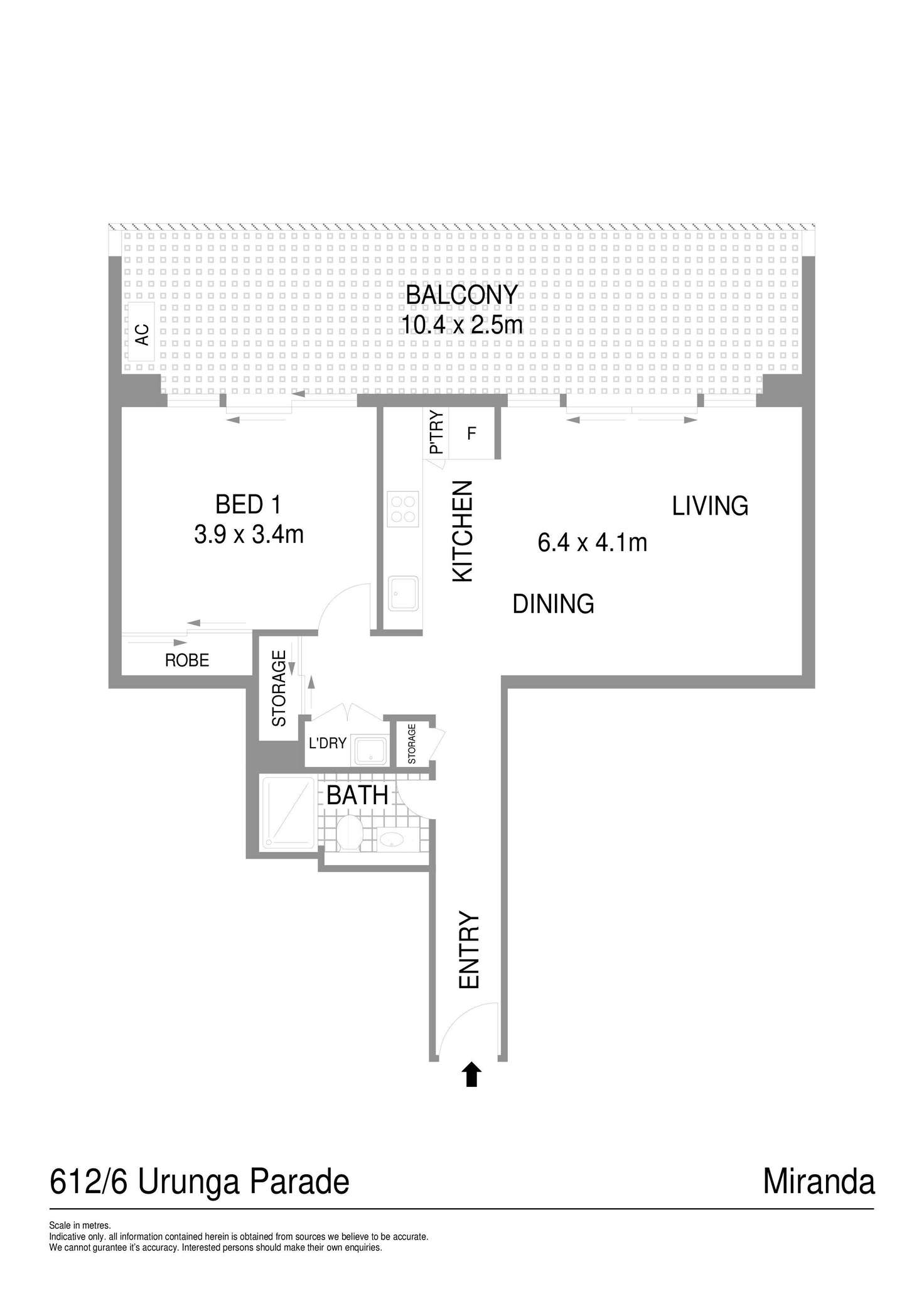 Floorplan of Homely apartment listing, 612/6 Urunga Parade, Miranda NSW 2228