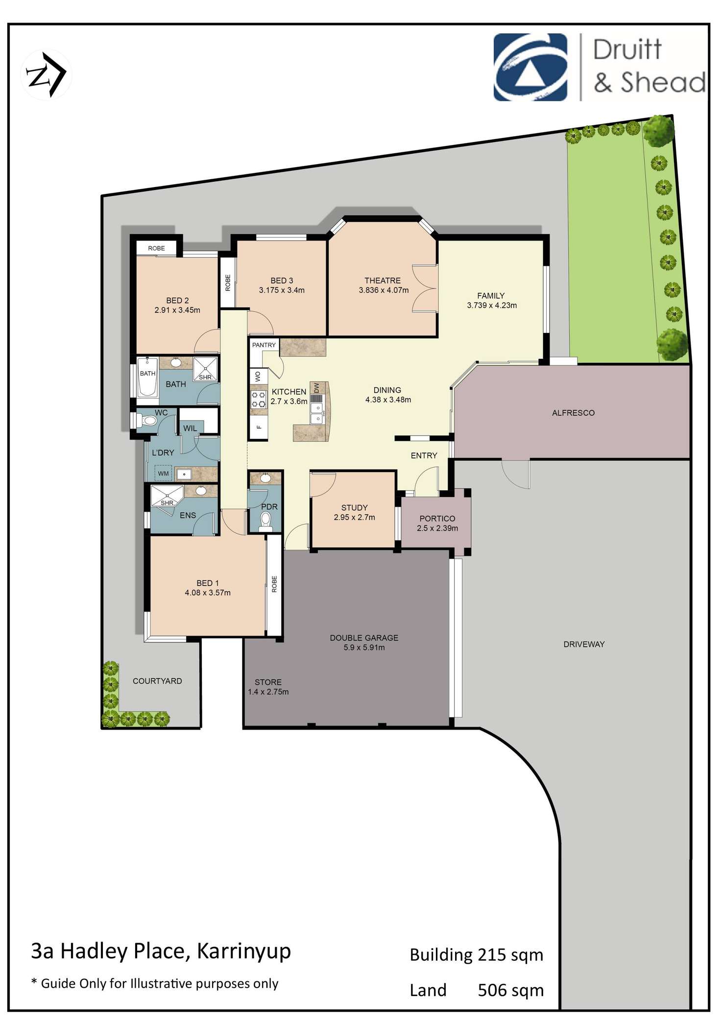 Floorplan of Homely semiDetached listing, 3A Hadley Place, Karrinyup WA 6018