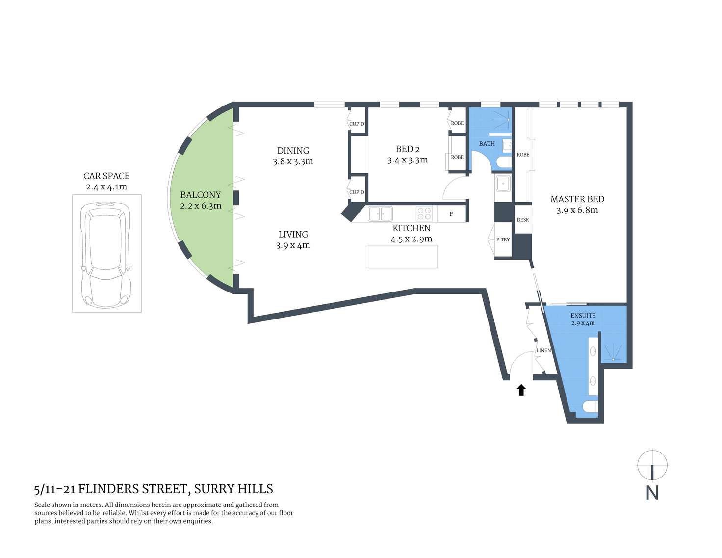 Floorplan of Homely apartment listing, 5/11-21 Flinders Street, Surry Hills NSW 2010