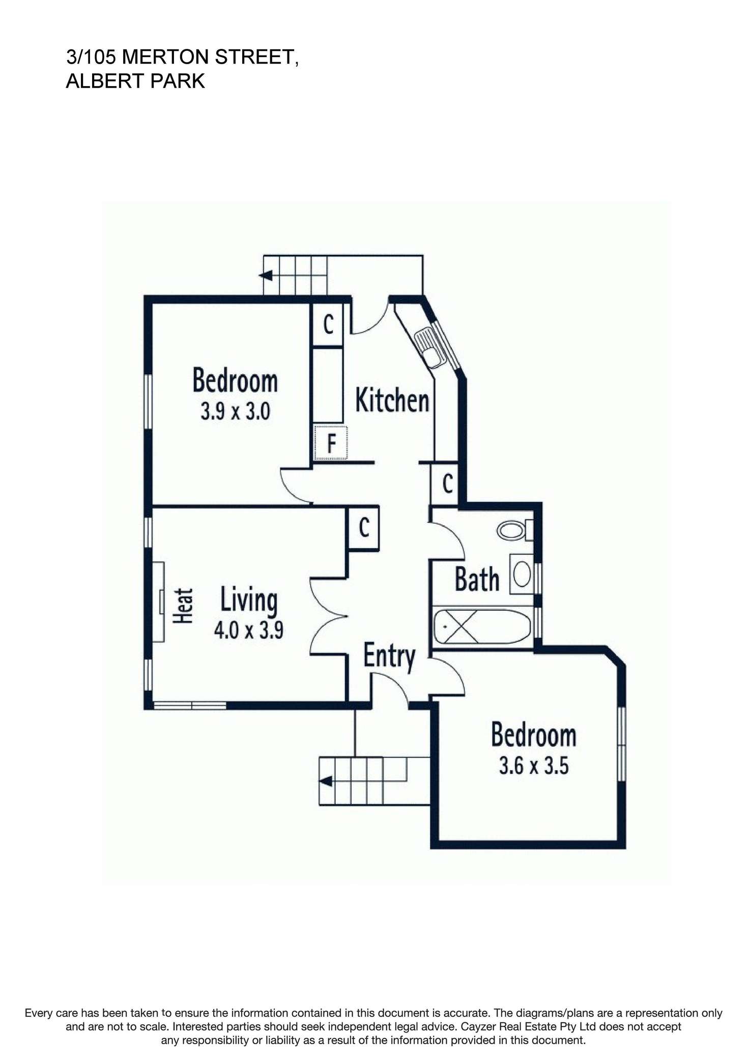 Floorplan of Homely apartment listing, 3/105 Merton Street, Albert Park VIC 3206