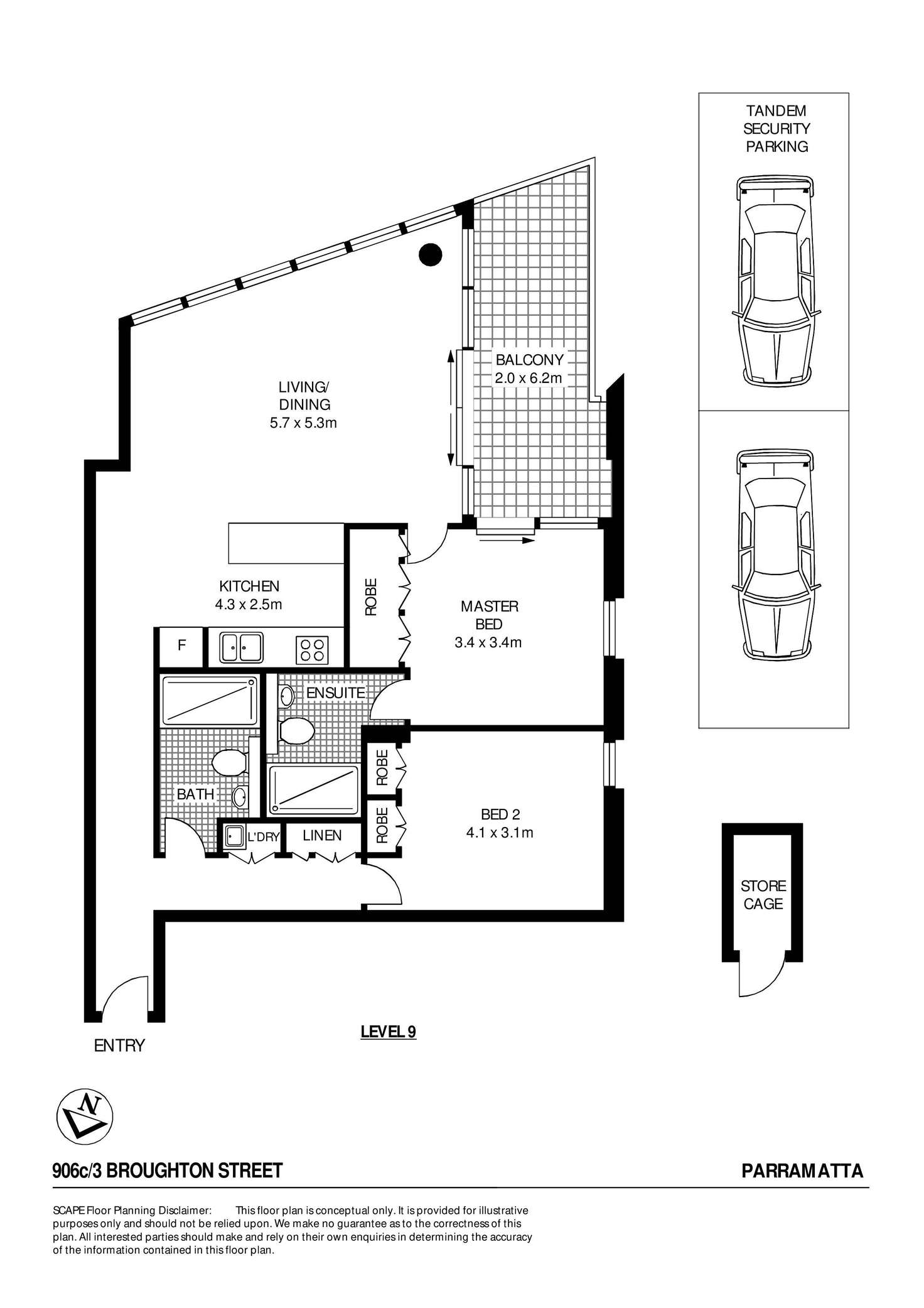 Floorplan of Homely apartment listing, 806C/3 Broughton Street, Parramatta NSW 2150