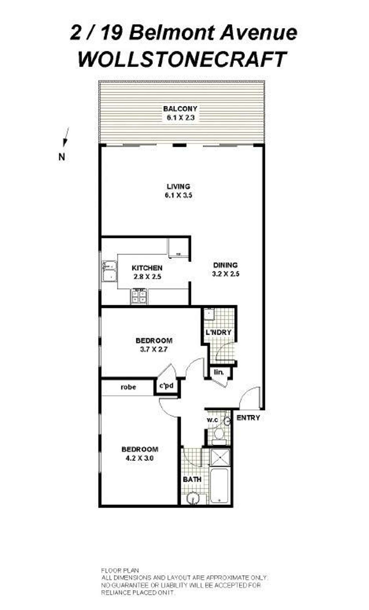 Floorplan of Homely unit listing, 2/19 Belmont Avenue, Wollstonecraft NSW 2065