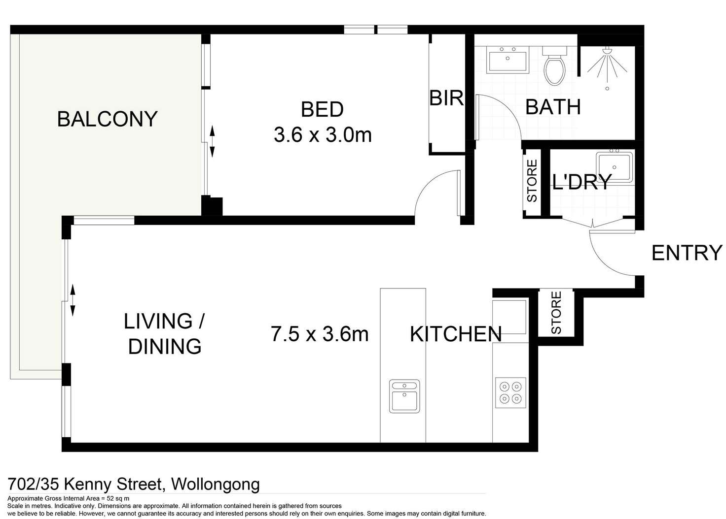 Floorplan of Homely unit listing, Level 7/702/35 Kenny Street, Wollongong NSW 2500