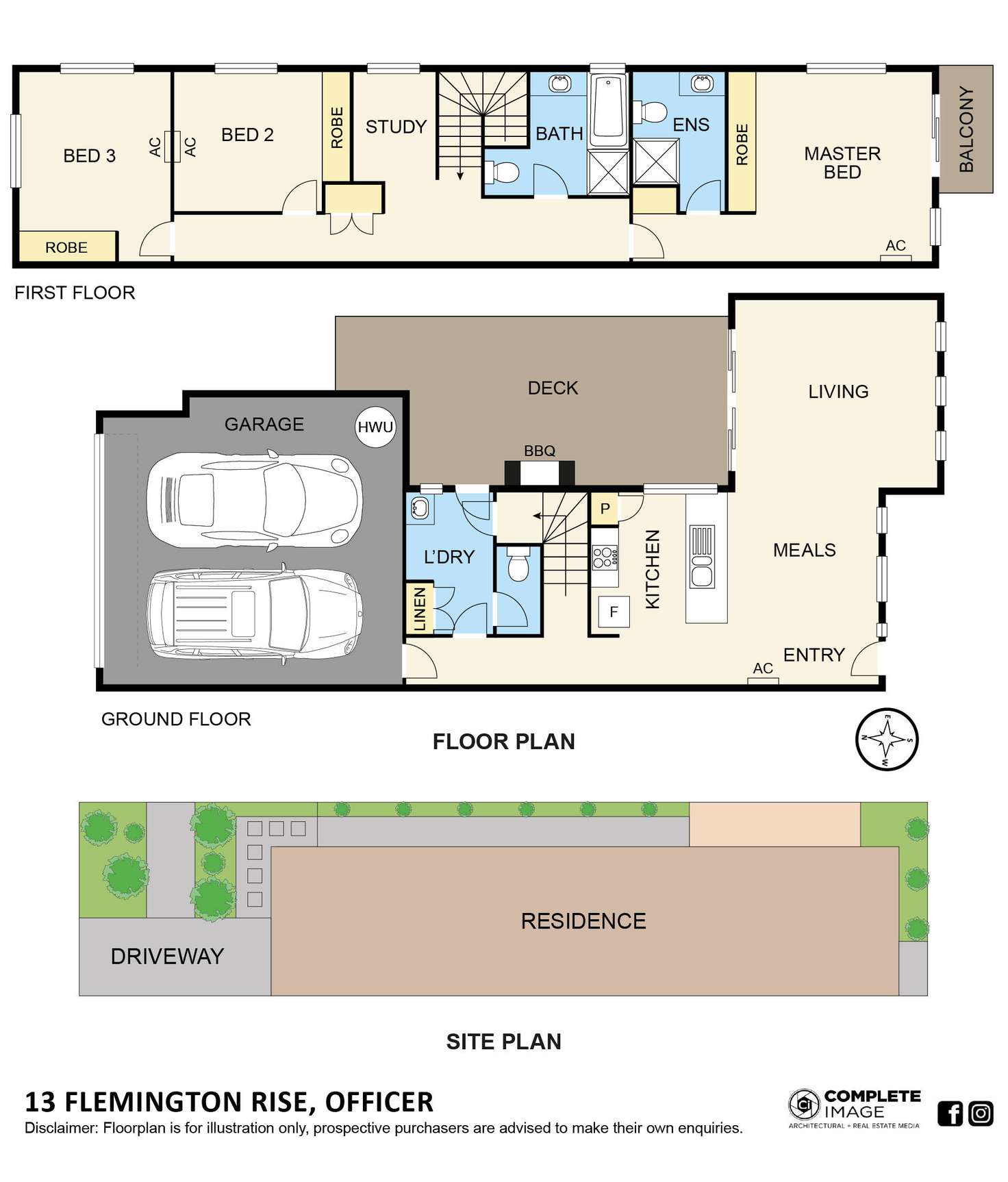 Floorplan of Homely townhouse listing, 13 Flemington Rise, Officer VIC 3809