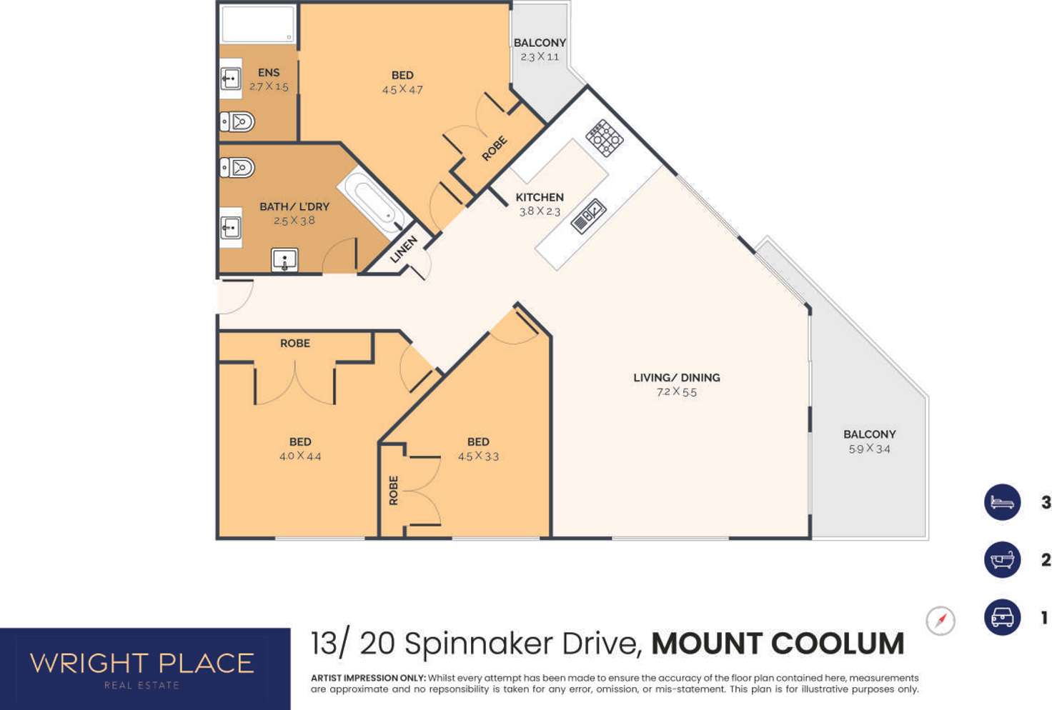 Floorplan of Homely unit listing, 13/20 Spinnaker Drive, Mount Coolum QLD 4573