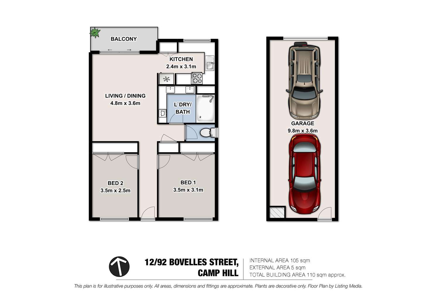 Floorplan of Homely unit listing, 12/92 Bovelles Street, Camp Hill QLD 4152