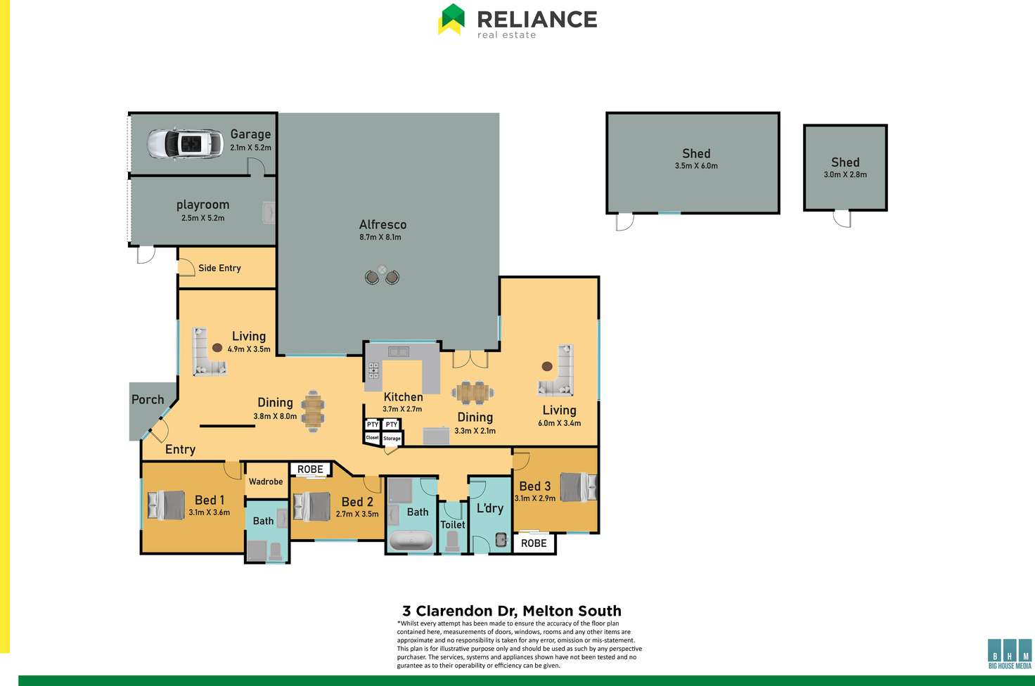 Floorplan of Homely house listing, 3 Clarendon Drive, Melton South VIC 3338