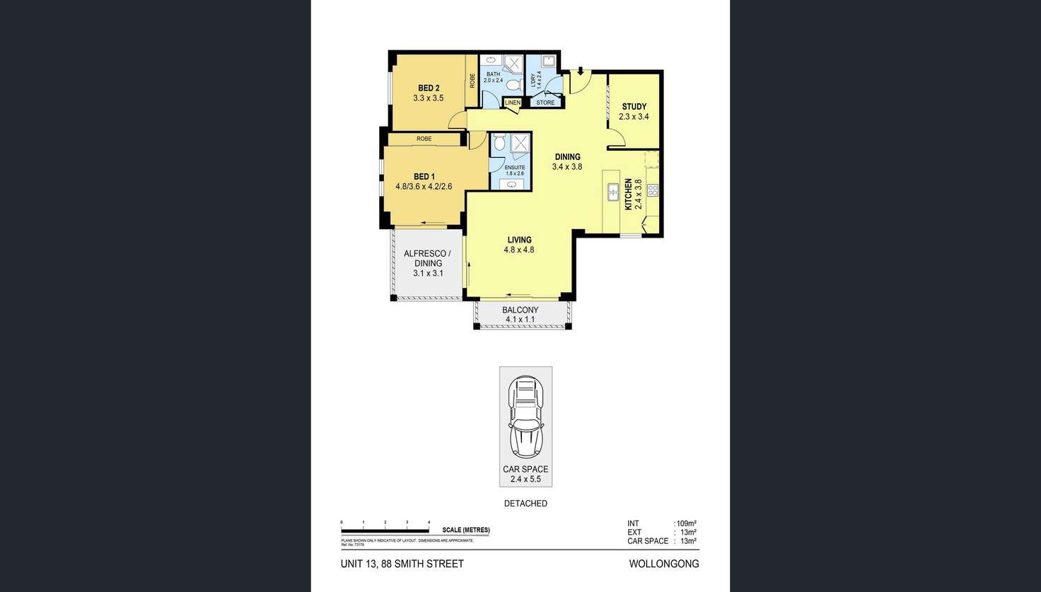 Floorplan of Homely unit listing, 13/88 Smith Street, Wollongong NSW 2500