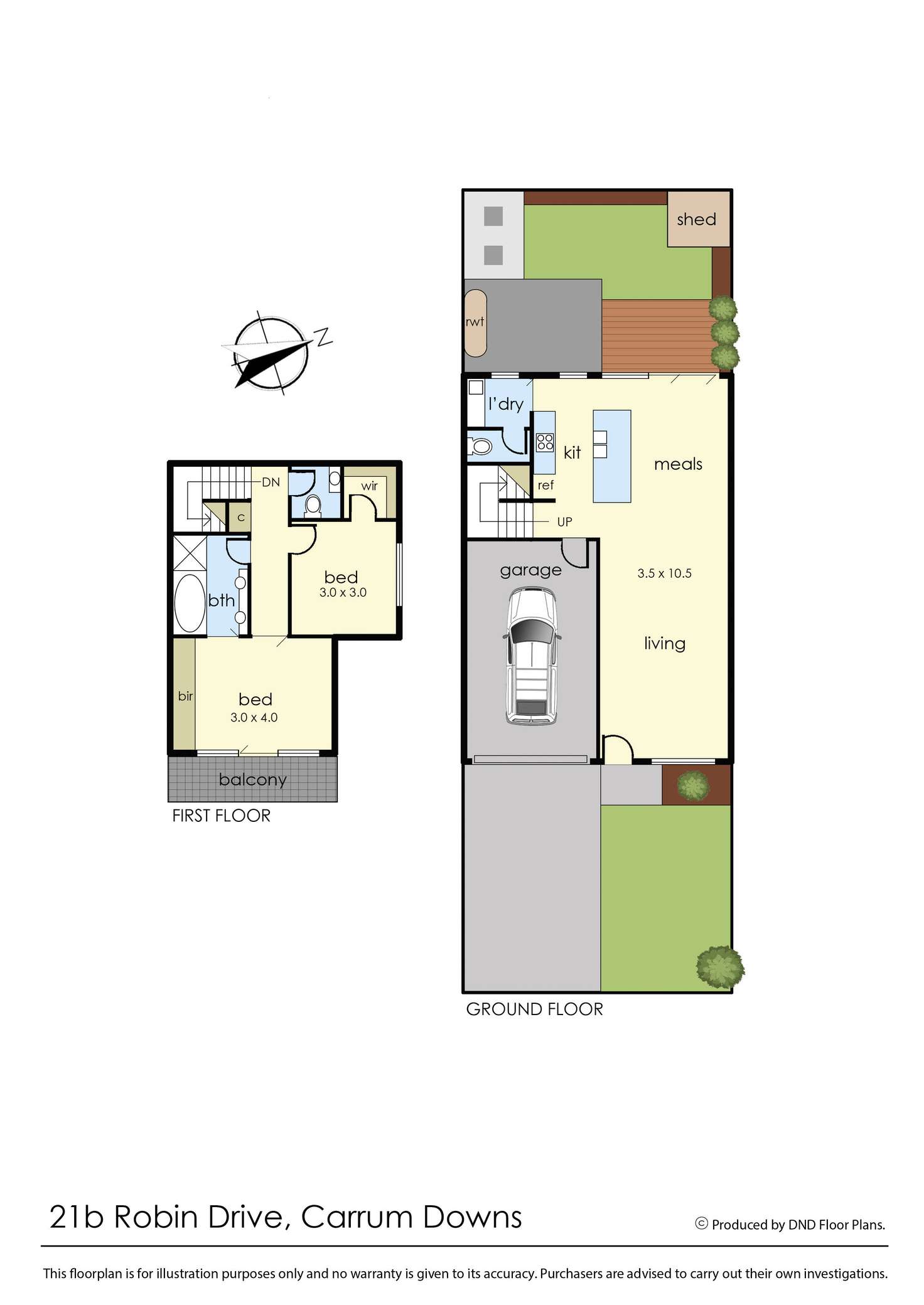 Floorplan of Homely townhouse listing, 21B Robin Drive, Carrum Downs VIC 3201