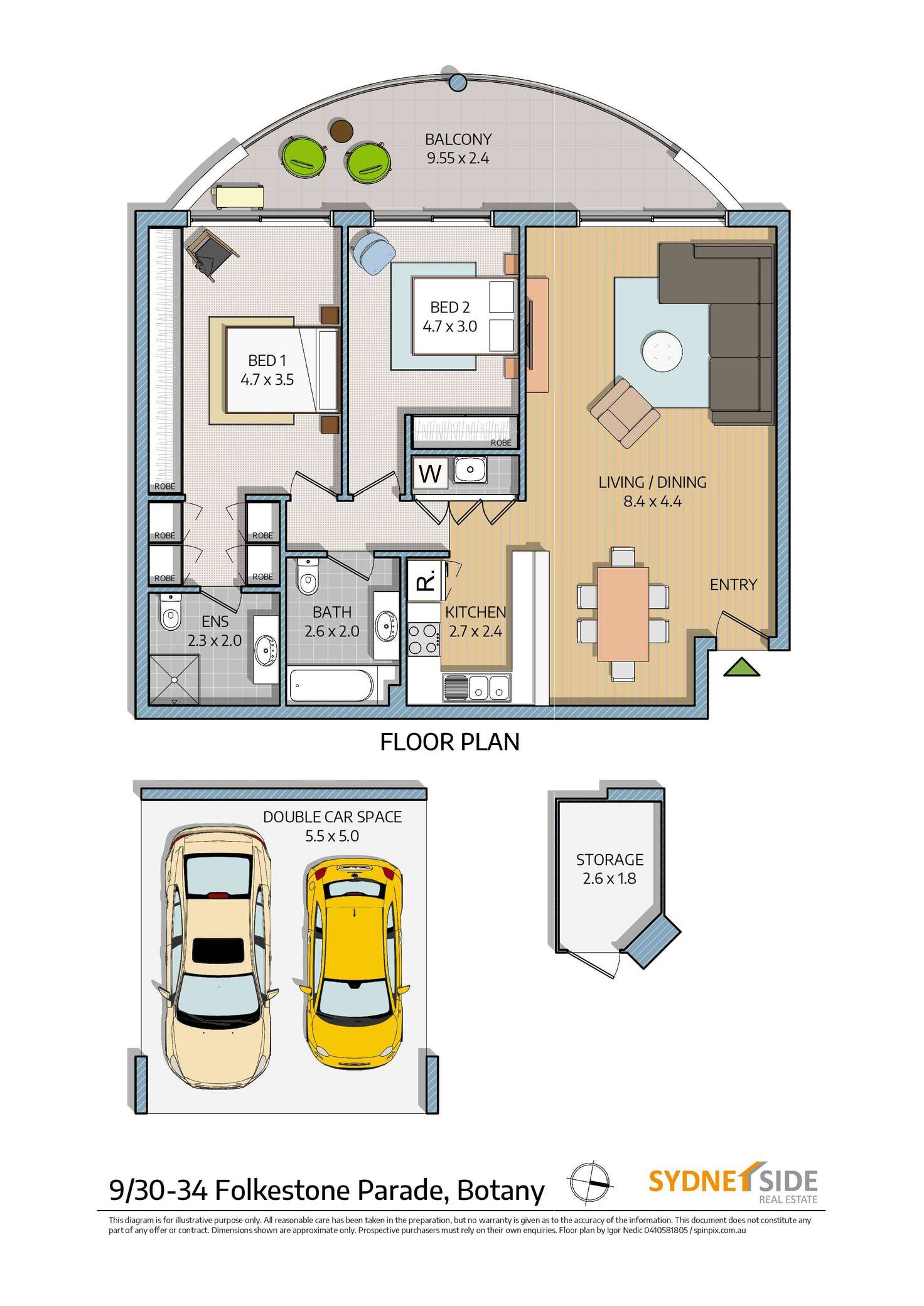 Floorplan of Homely apartment listing, 9/30-34 Folkestone Parade, Botany NSW 2019
