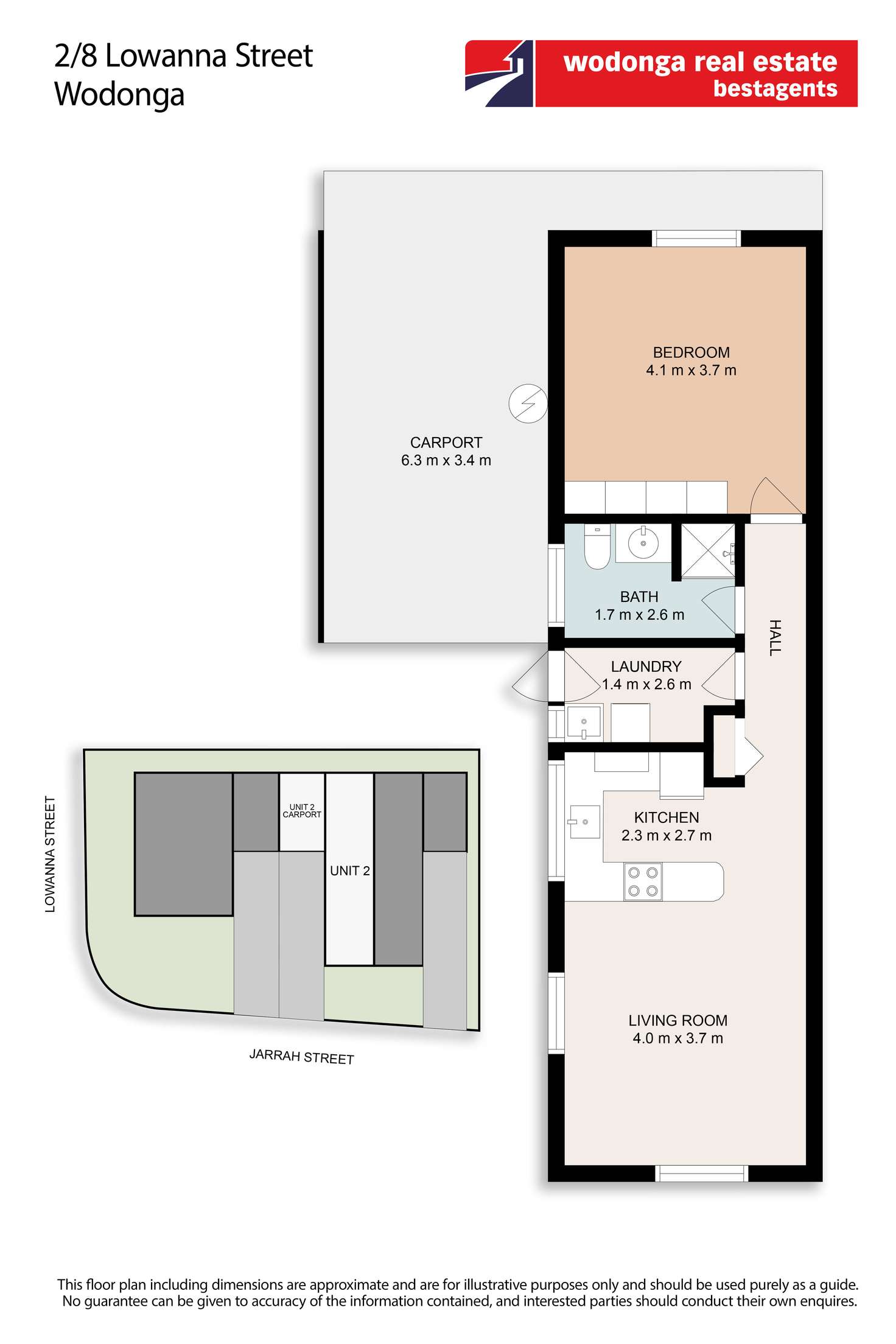 Floorplan of Homely unit listing, 2/8 Lowanna Street, Wodonga VIC 3690