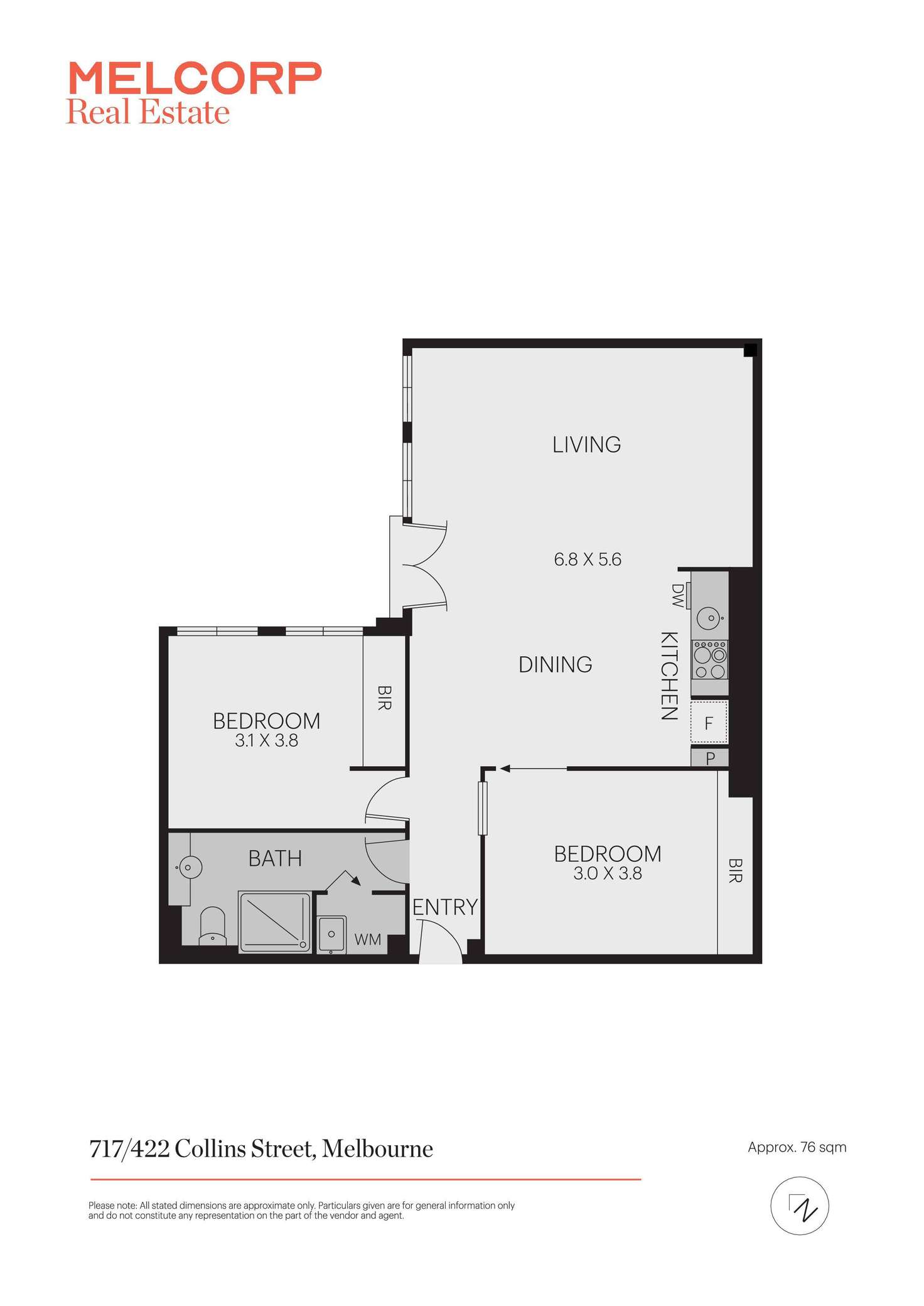 Floorplan of Homely apartment listing, 717/422 Collins Street, Melbourne VIC 3000
