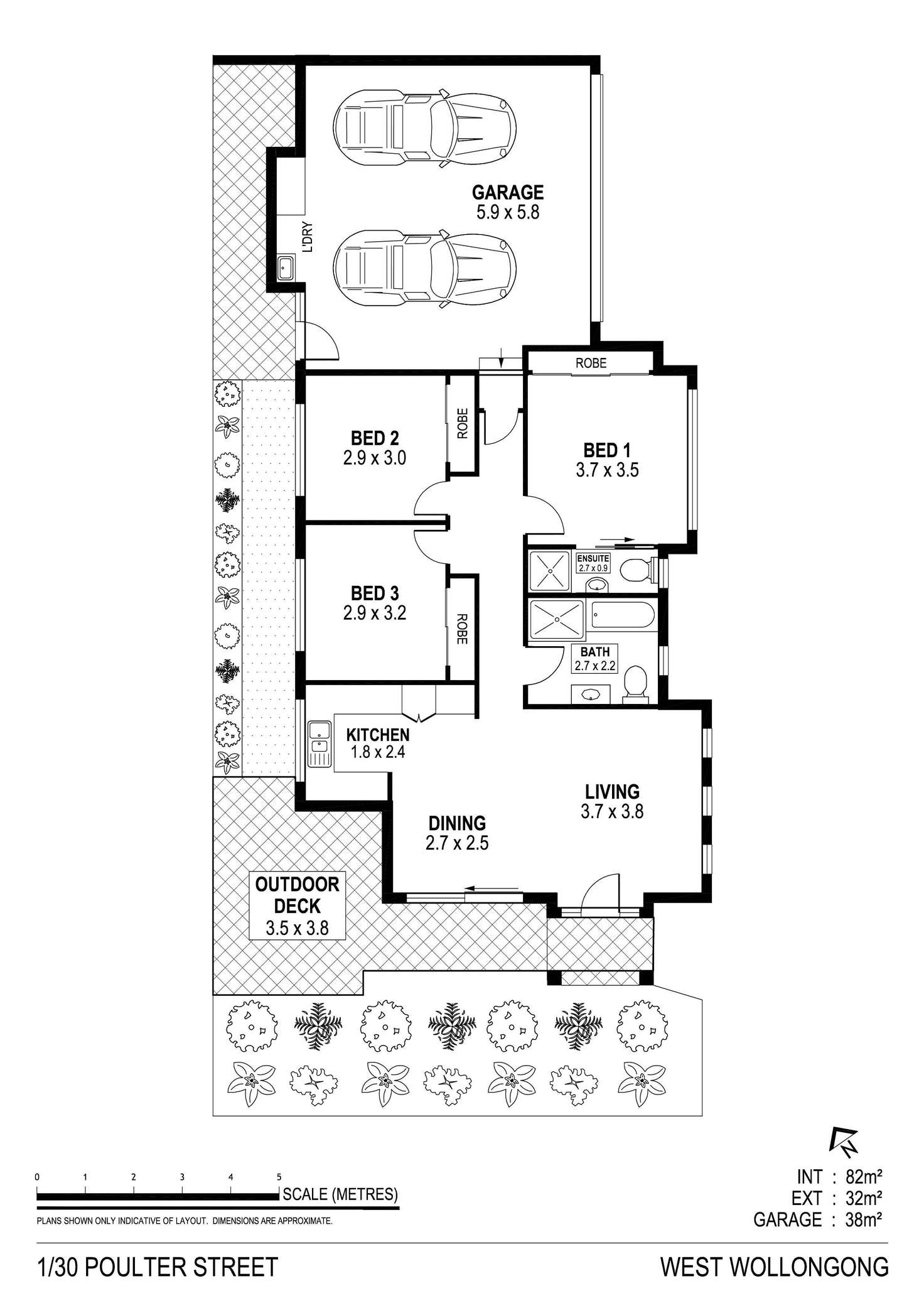 Floorplan of Homely villa listing, 1/30 Poulter Street, West Wollongong NSW 2500