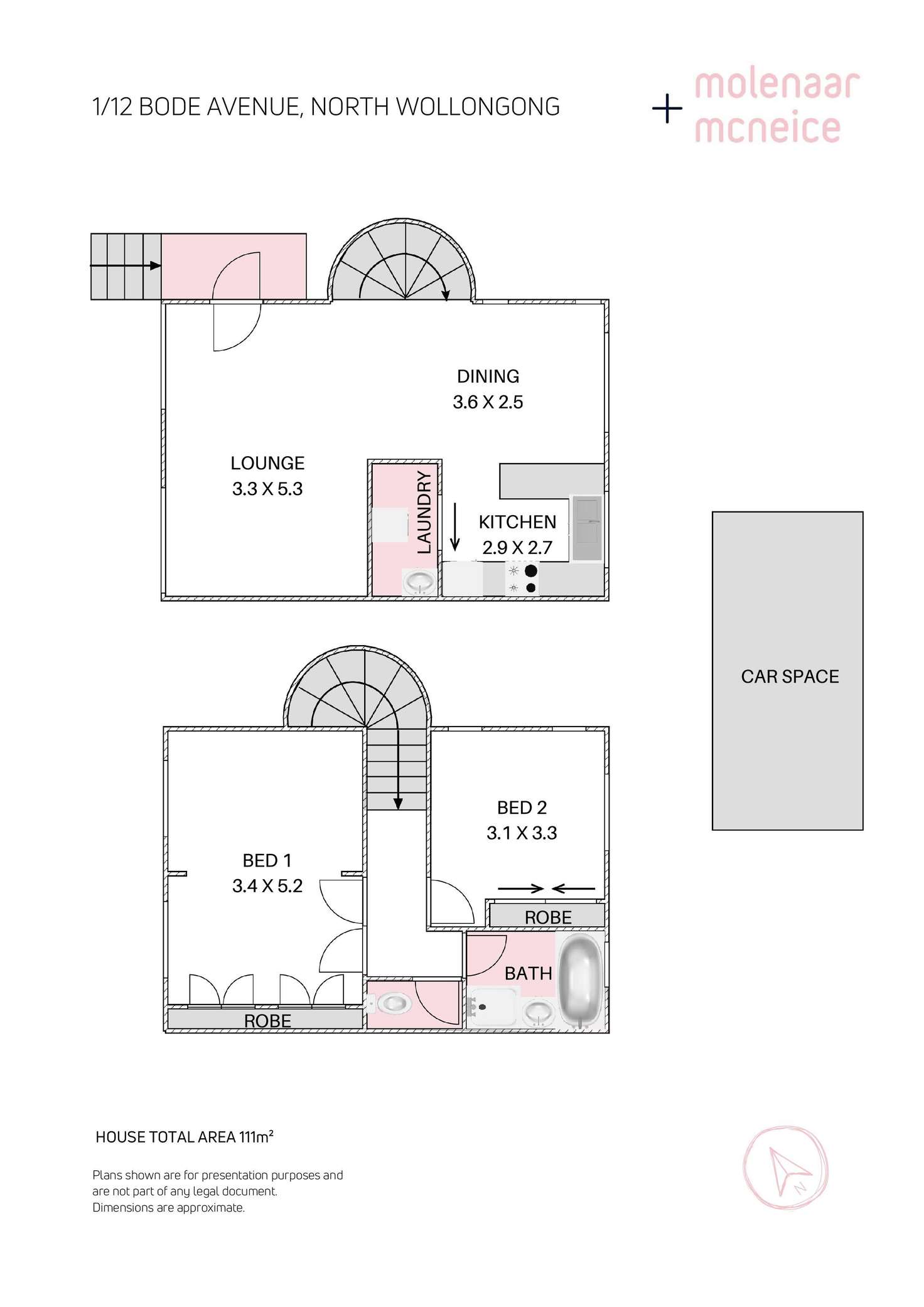 Floorplan of Homely townhouse listing, 1/12 Bode Avenue, North Wollongong NSW 2500