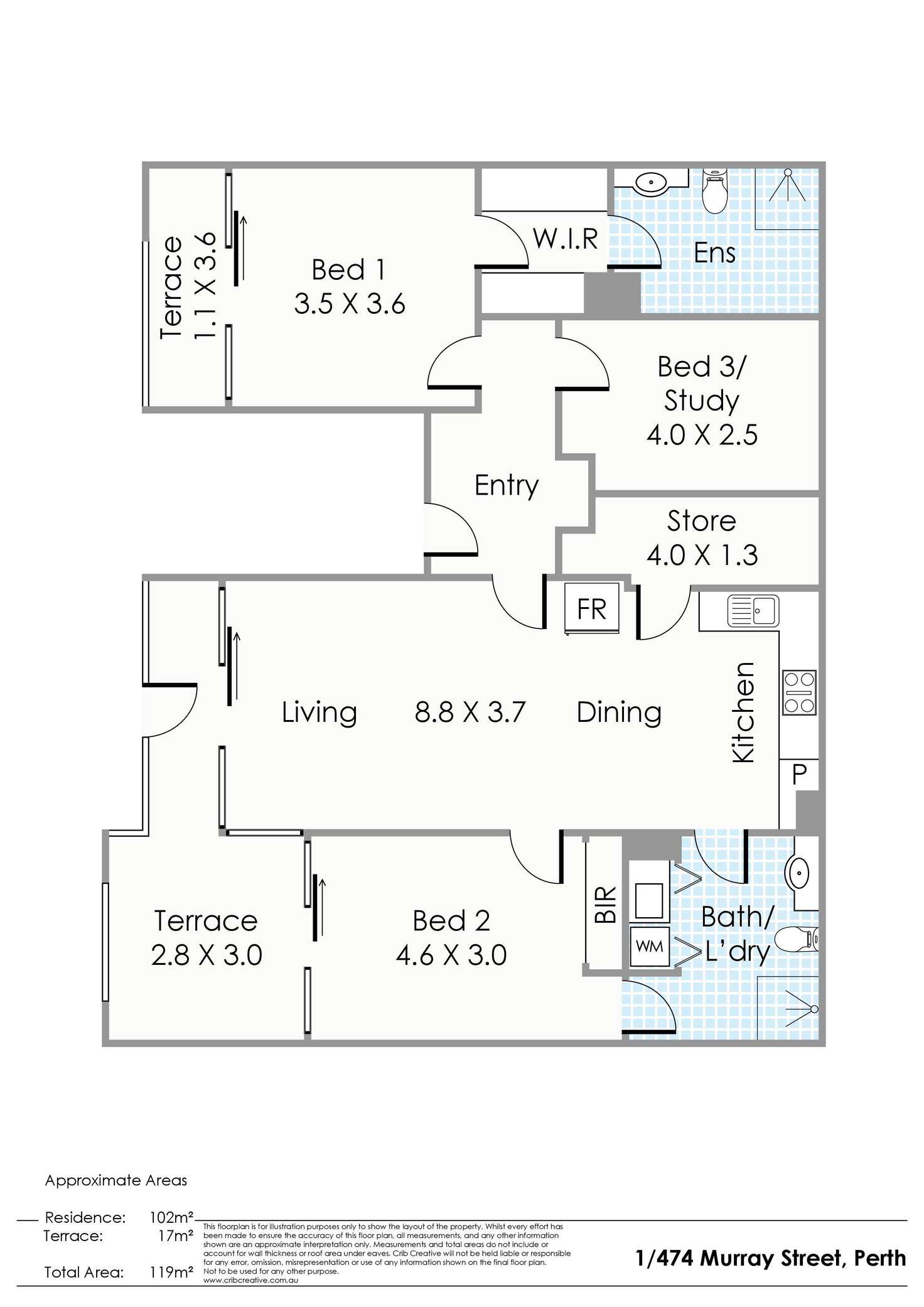 Floorplan of Homely apartment listing, 1/474 Murray Street, Perth WA 6000