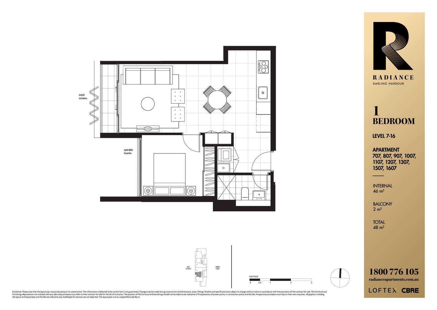 Floorplan of Homely apartment listing, 1607/188 Day Street, Sydney NSW 2000