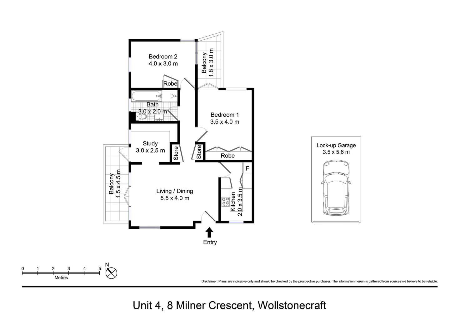 Floorplan of Homely unit listing, Level 2/4/8 Milner Crescent, Wollstonecraft NSW 2065