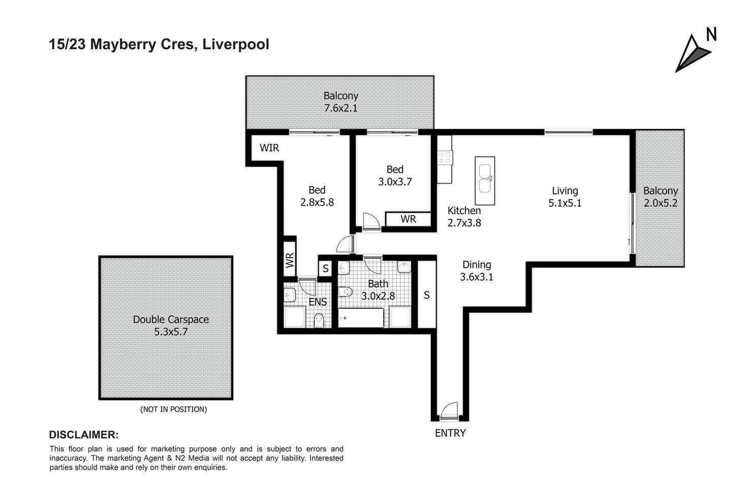 Floorplan of Homely apartment listing, 15/23-25 Mayberry Crescent, Liverpool NSW 2170