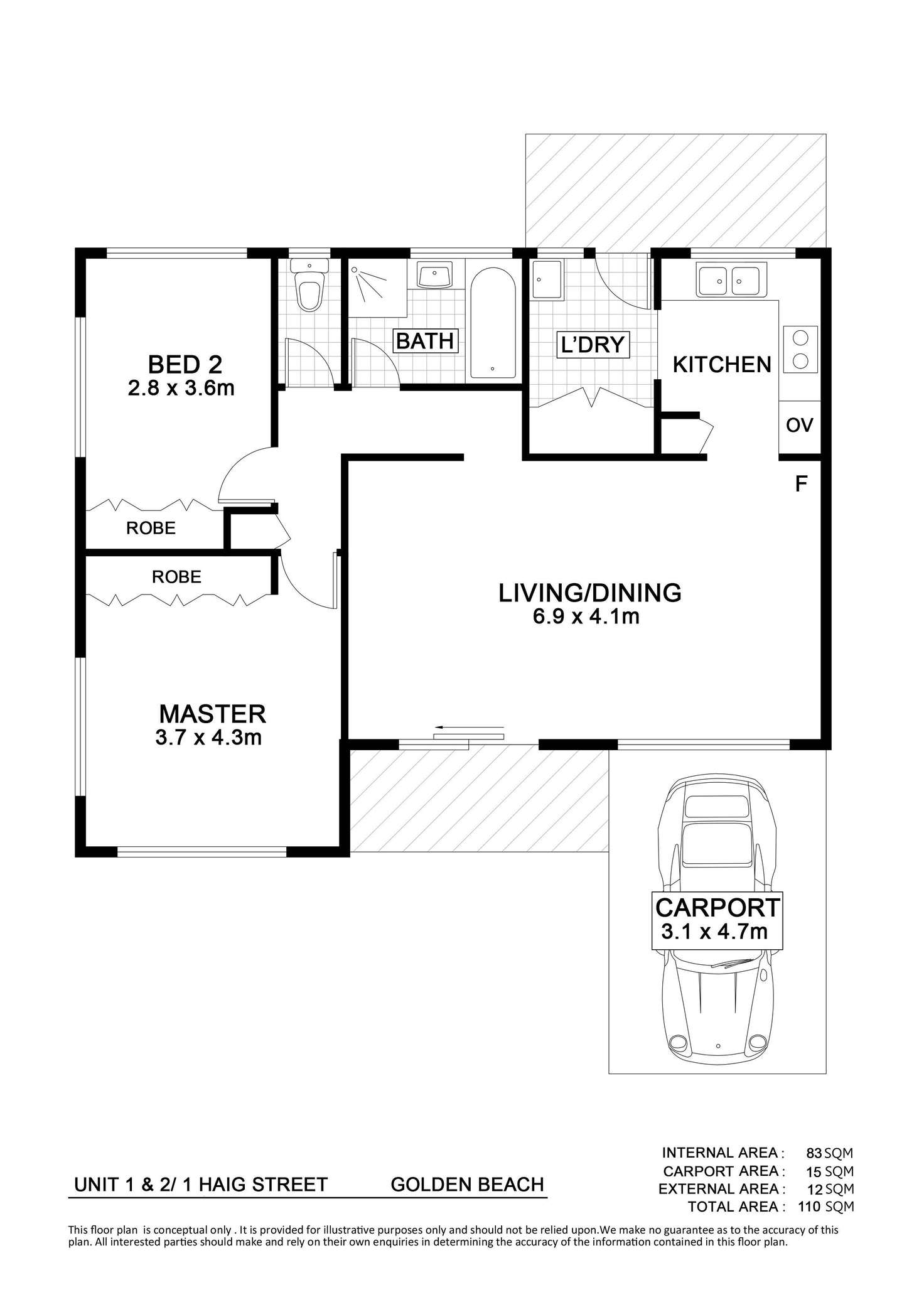 Floorplan of Homely unit listing, 1&2/1 Haig Street, Golden Beach QLD 4551