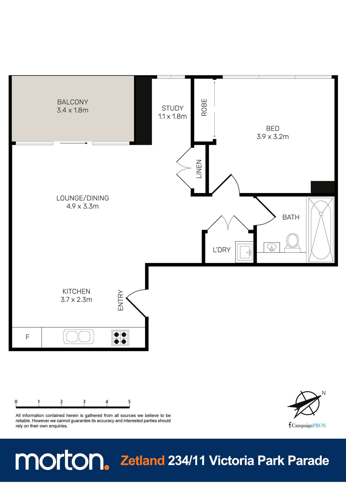 Floorplan of Homely apartment listing, D234/11 Victoria Park Parade, Zetland NSW 2017