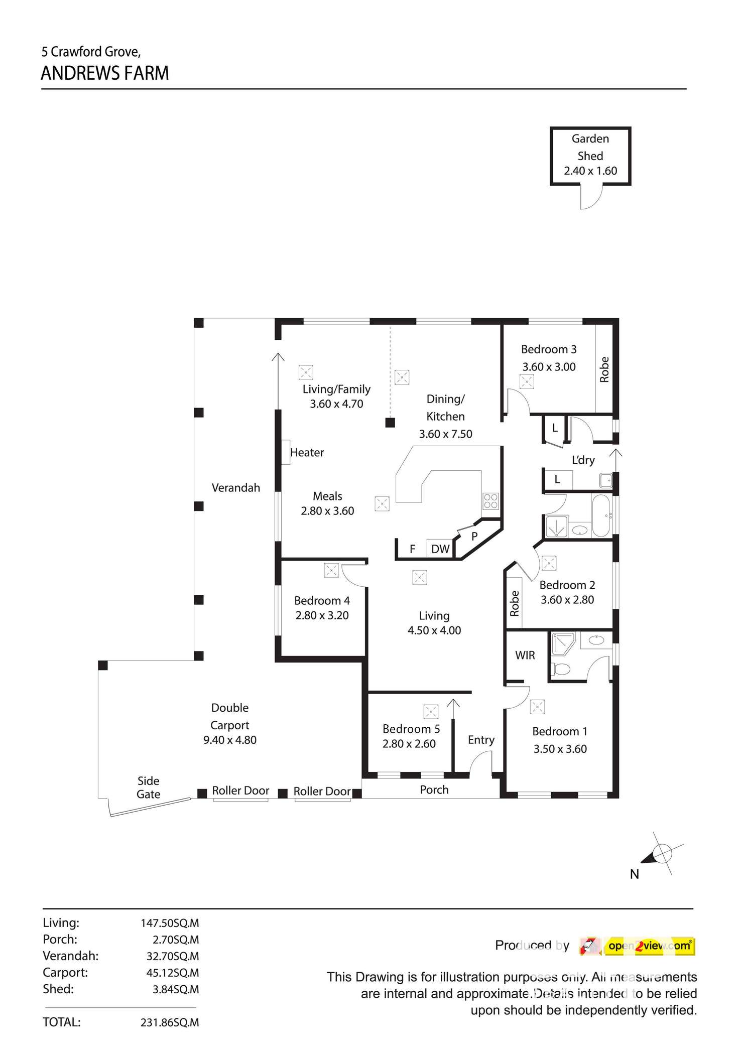 Floorplan of Homely house listing, 5 Crawford Grove, Andrews Farm SA 5114