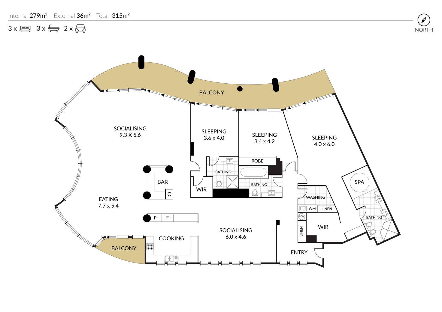 Floorplan of Homely apartment listing, 43/3 Tedder Avenue, Main Beach QLD 4217