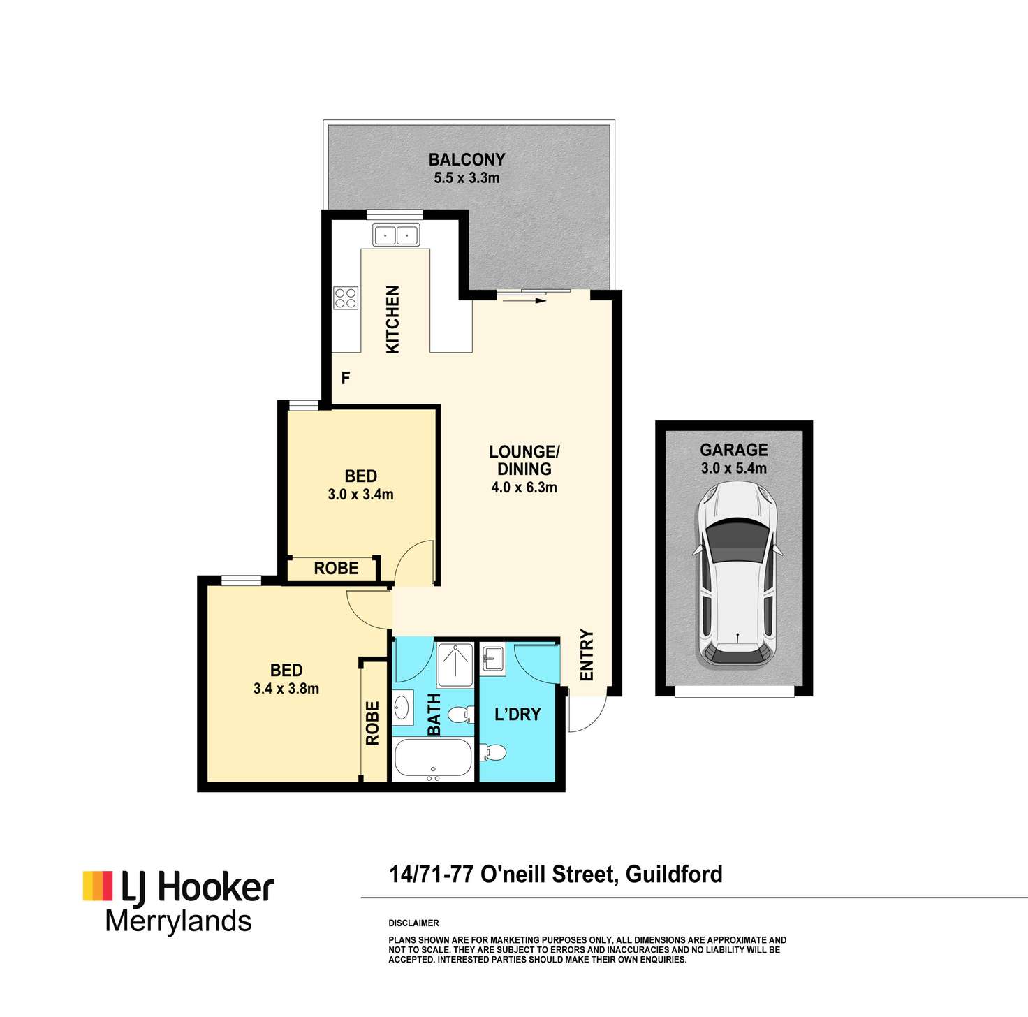 Floorplan of Homely unit listing, 14/71-77 O'Neill Street, Guildford NSW 2161