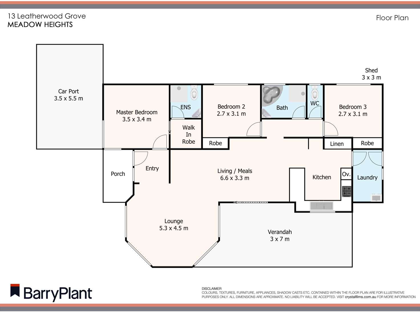 Floorplan of Homely house listing, 13 Leatherwood Grove, Meadow Heights VIC 3048