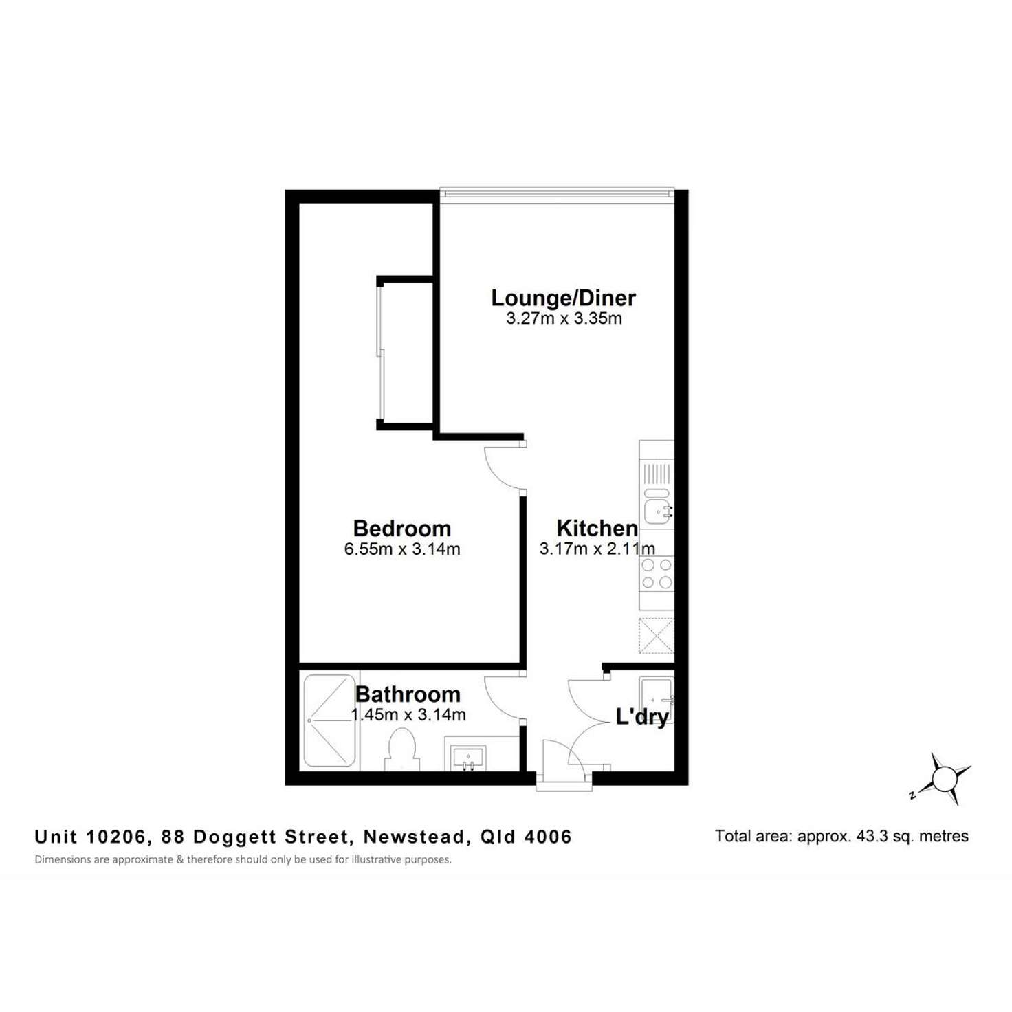 Floorplan of Homely unit listing, 10206/88 Doggett St Street, Newstead QLD 4006