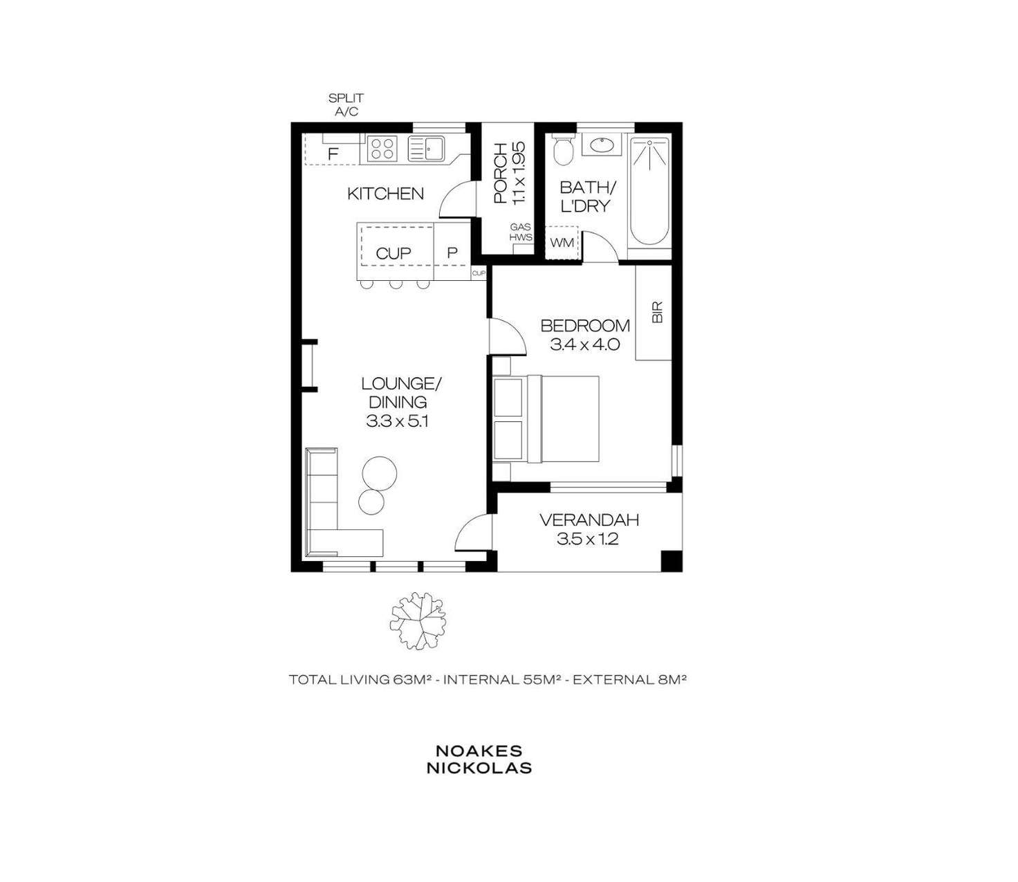 Floorplan of Homely unit listing, 2/278 Cross Road, Clarence Park SA 5034