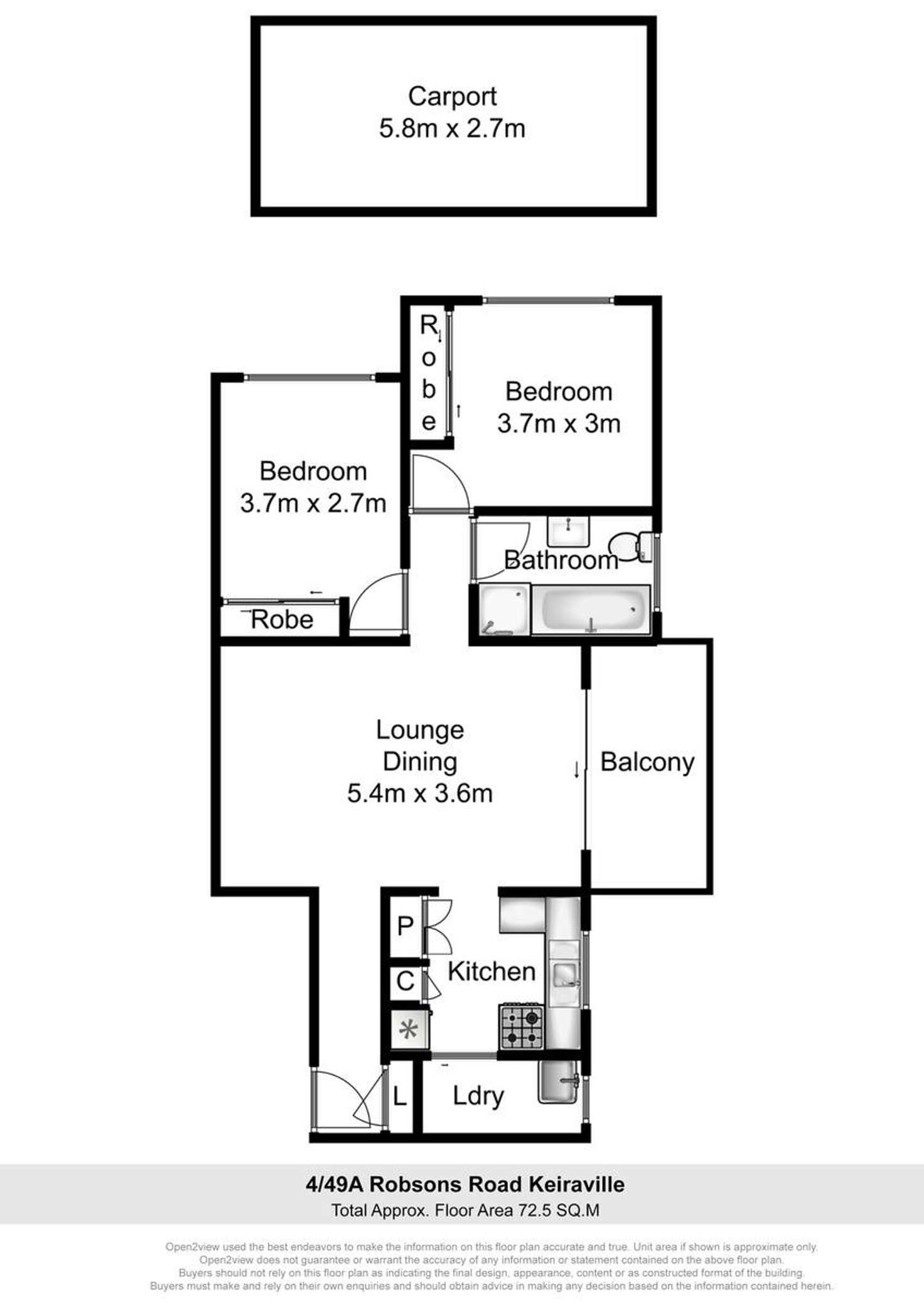 Floorplan of Homely unit listing, 4/49A Robsons Road, Keiraville NSW 2500