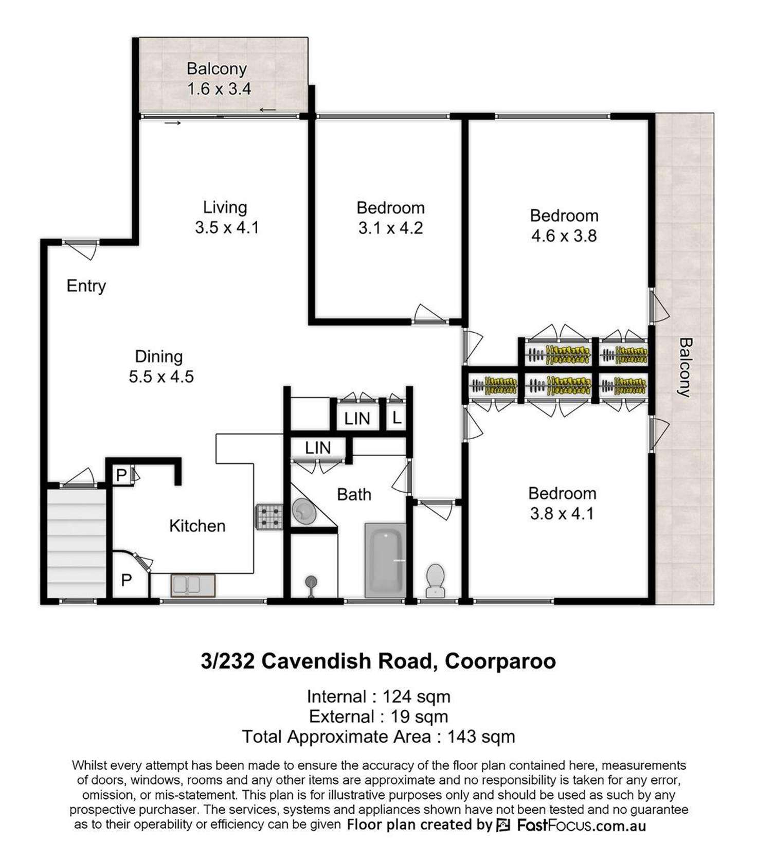 Floorplan of Homely unit listing, 3/232 Cavendish Road, Coorparoo QLD 4151