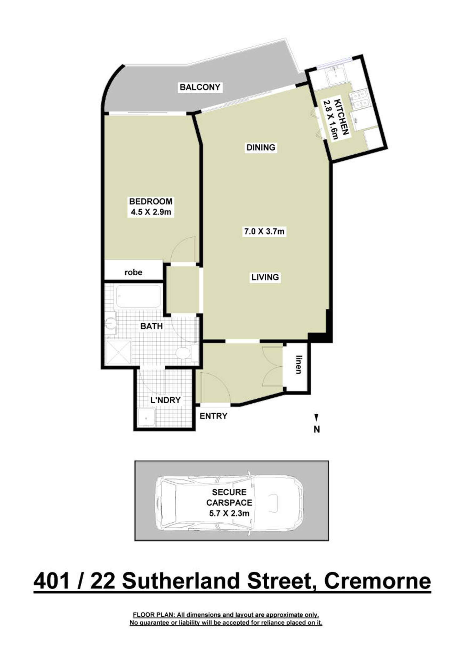 Floorplan of Homely apartment listing, 401/22 Sutherland Street, Cremorne NSW 2090